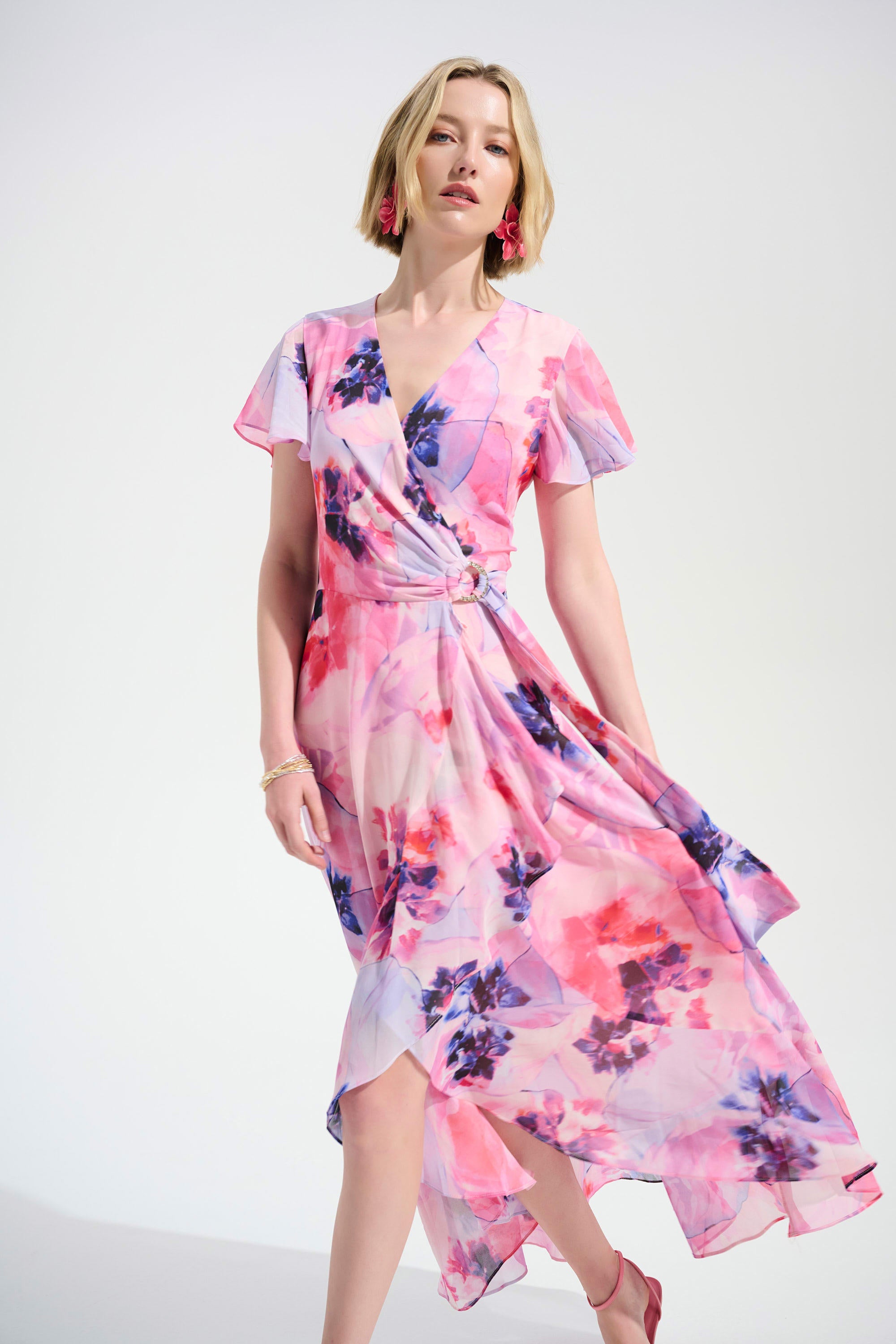 JOSEPH RIBKOFF PINK FLORAL DRESSS 261739-3759 126
