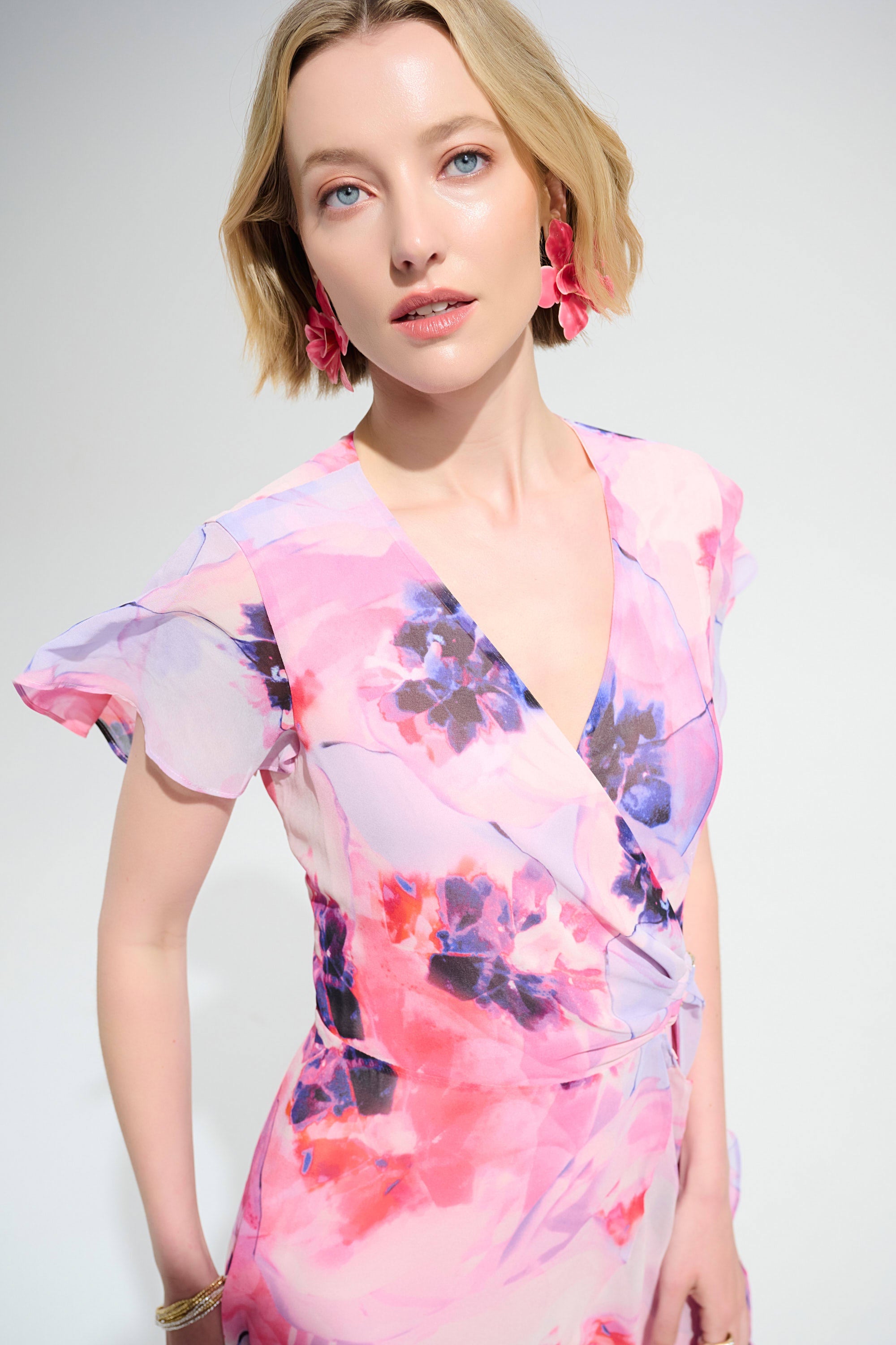 JOSEPH RIBKOFF PINK FLORAL DRESSS 261739-3759 126