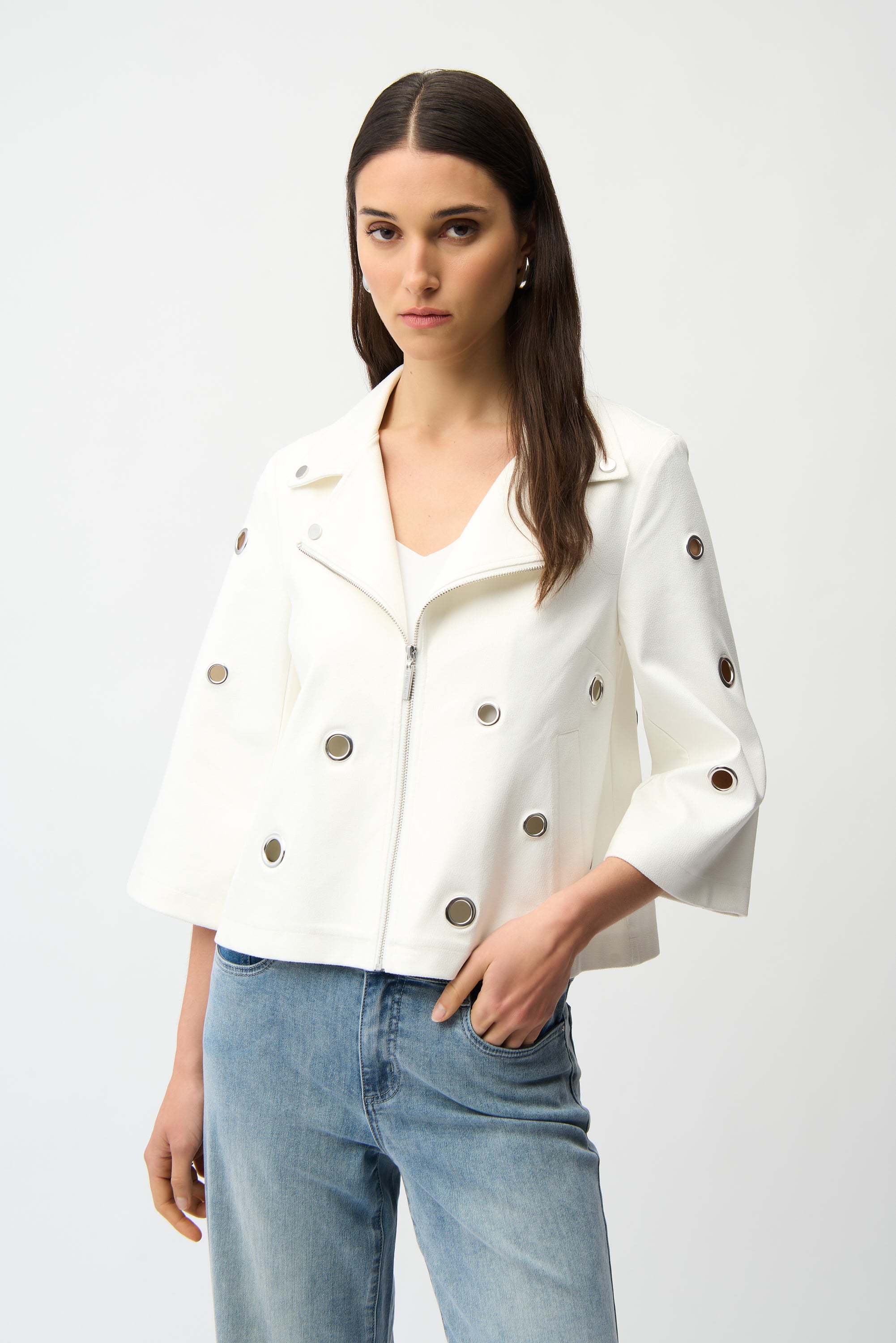 JOSEPH RIBKOFF WHITE SUEDE JACKET 261905-1761 126
