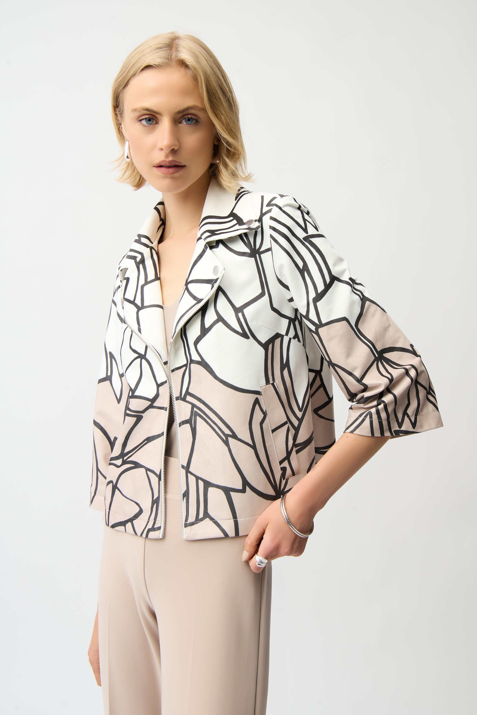 JOSEPH RIBKOFF FAUX SUEDE ABSTRACT JACKET 261908-2539 126