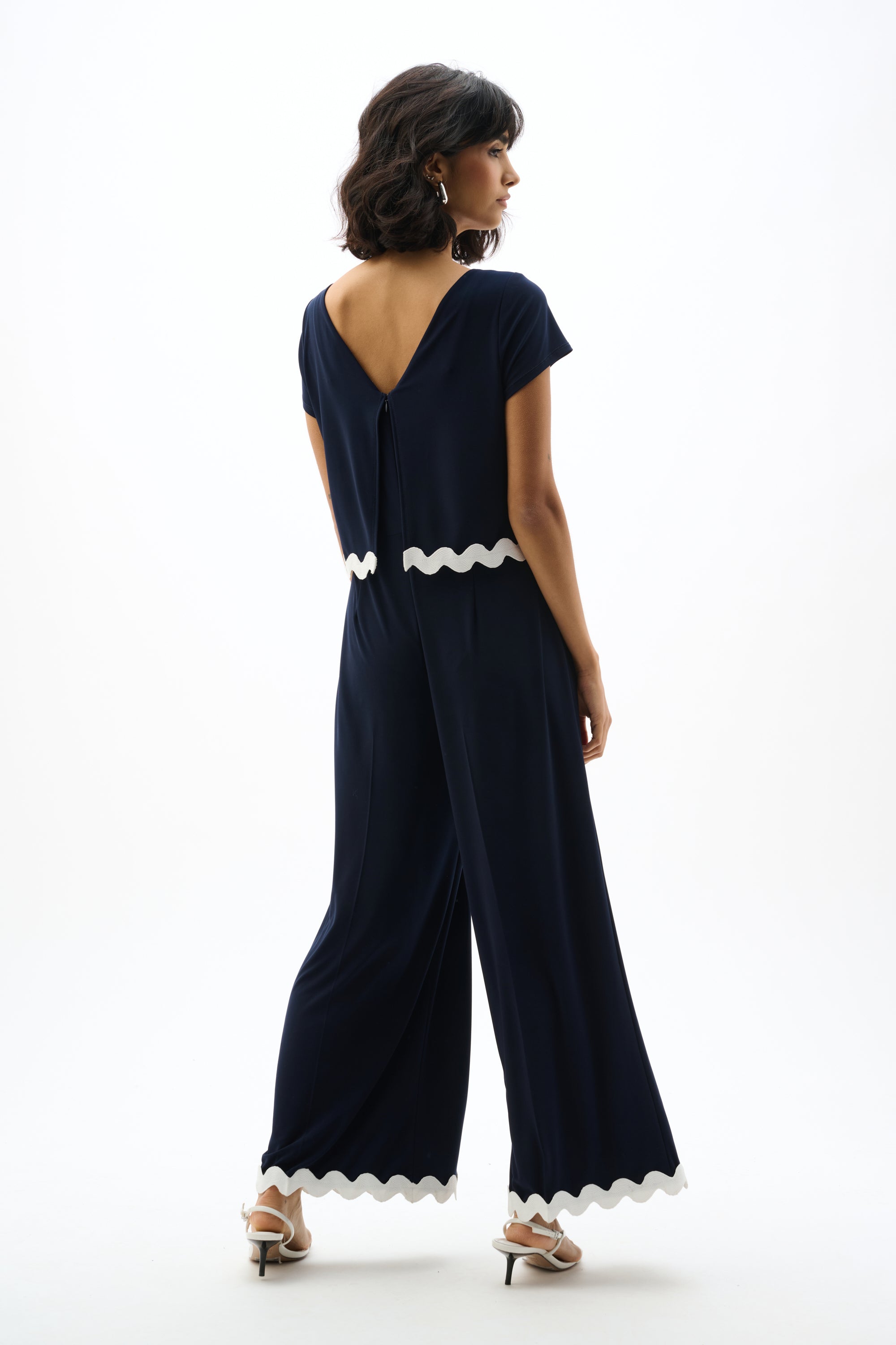 JOSEPH RIBKOFF NAVY FRILL DETAIL JUMPSUIT 262144X-2230 126