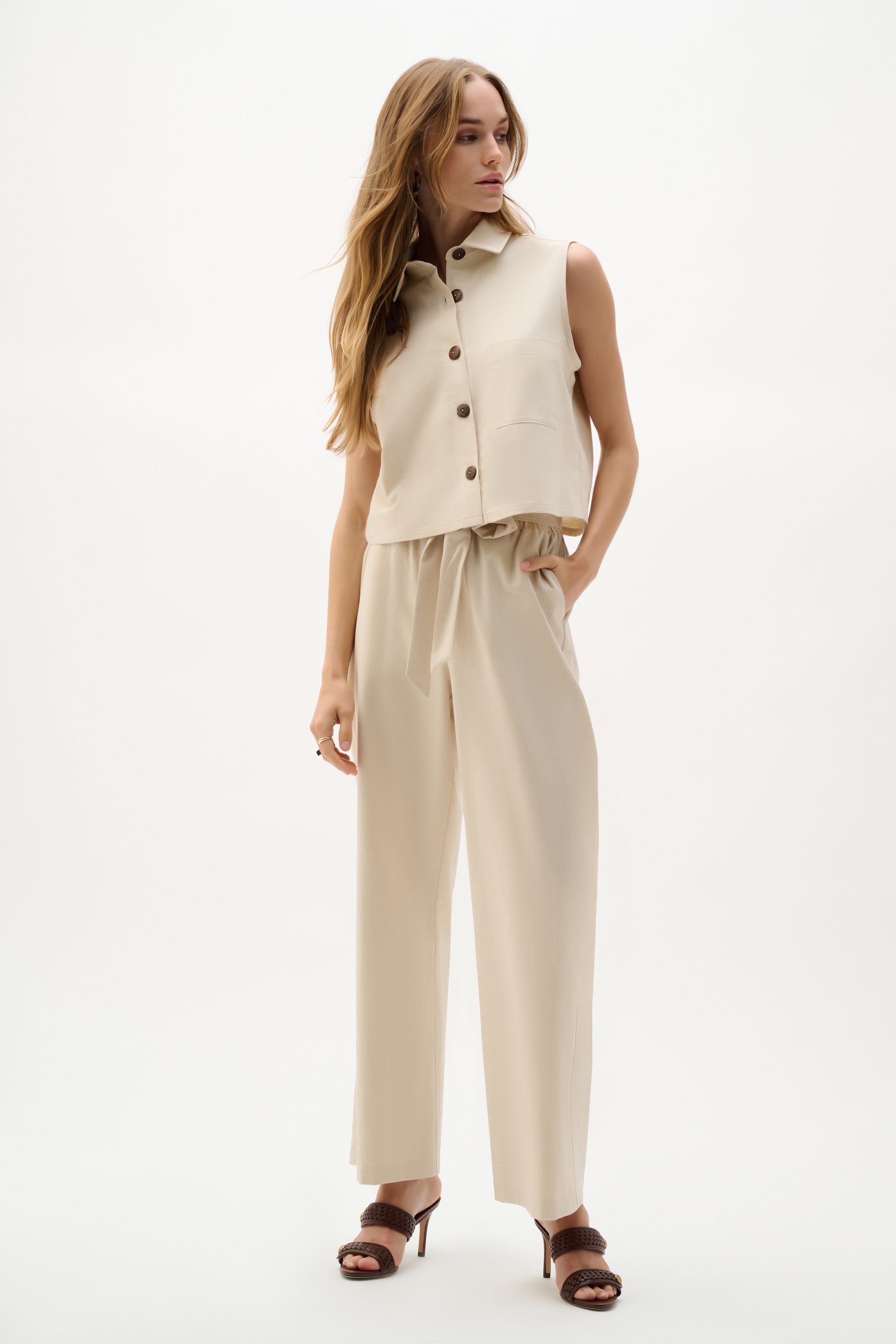 JOSEPH RIBKOFF BLOUSE NATURAL LINEN  262186-50 126