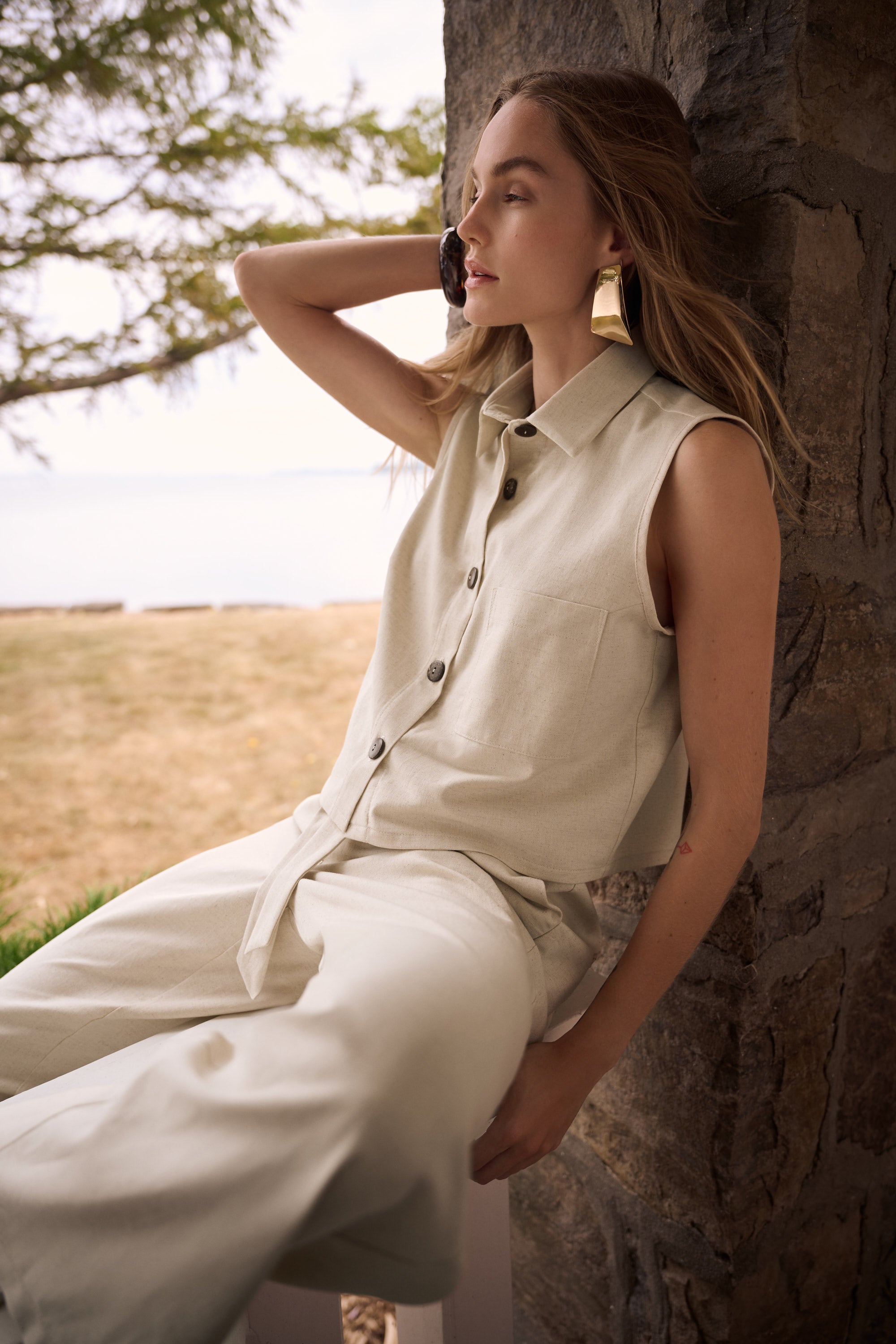 JOSEPH RIBKOFF BLOUSE NATURAL LINEN  262186-50 126