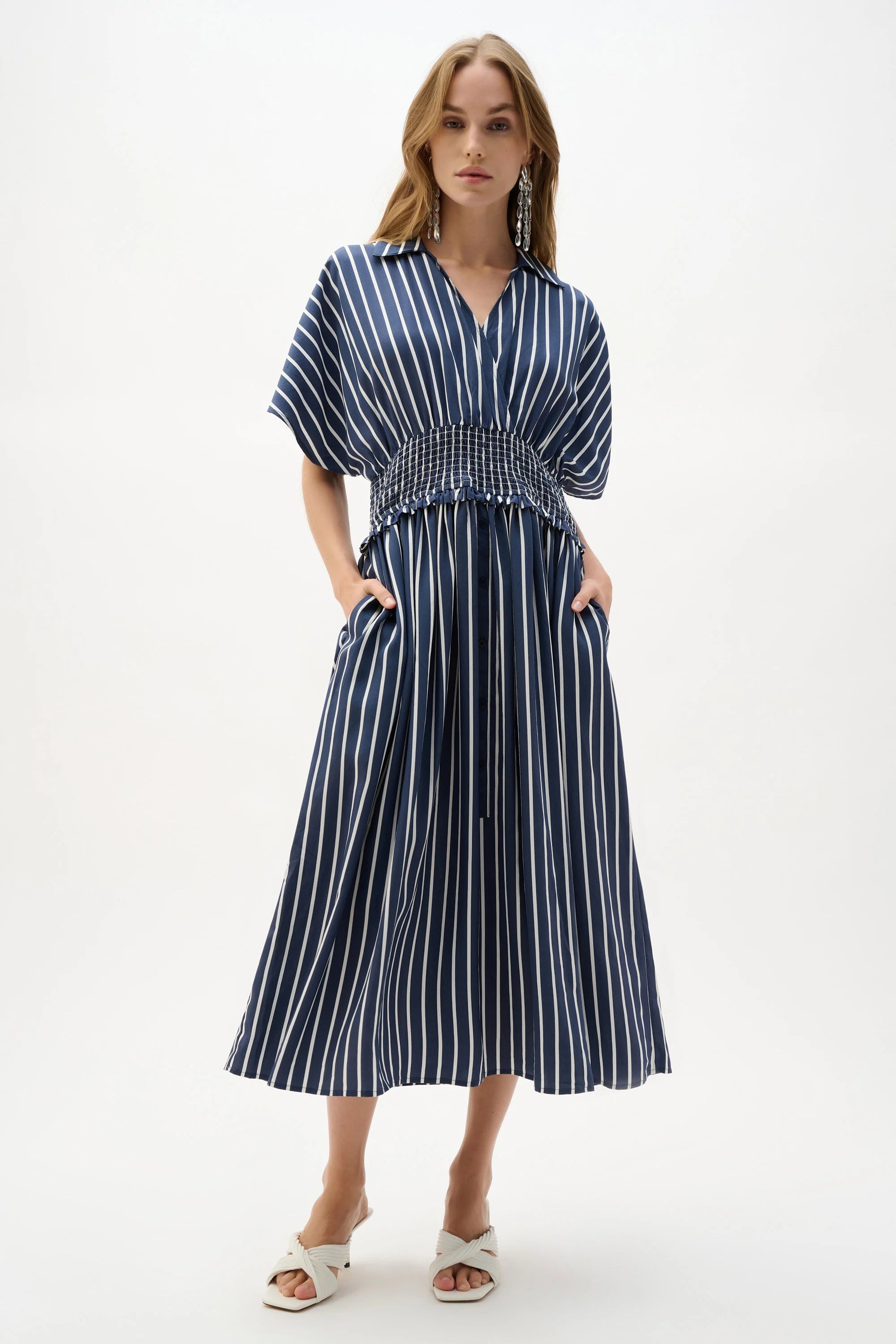 JOSEPH RIBKOFF BLUE STRIPE DRESS 262912-353 126