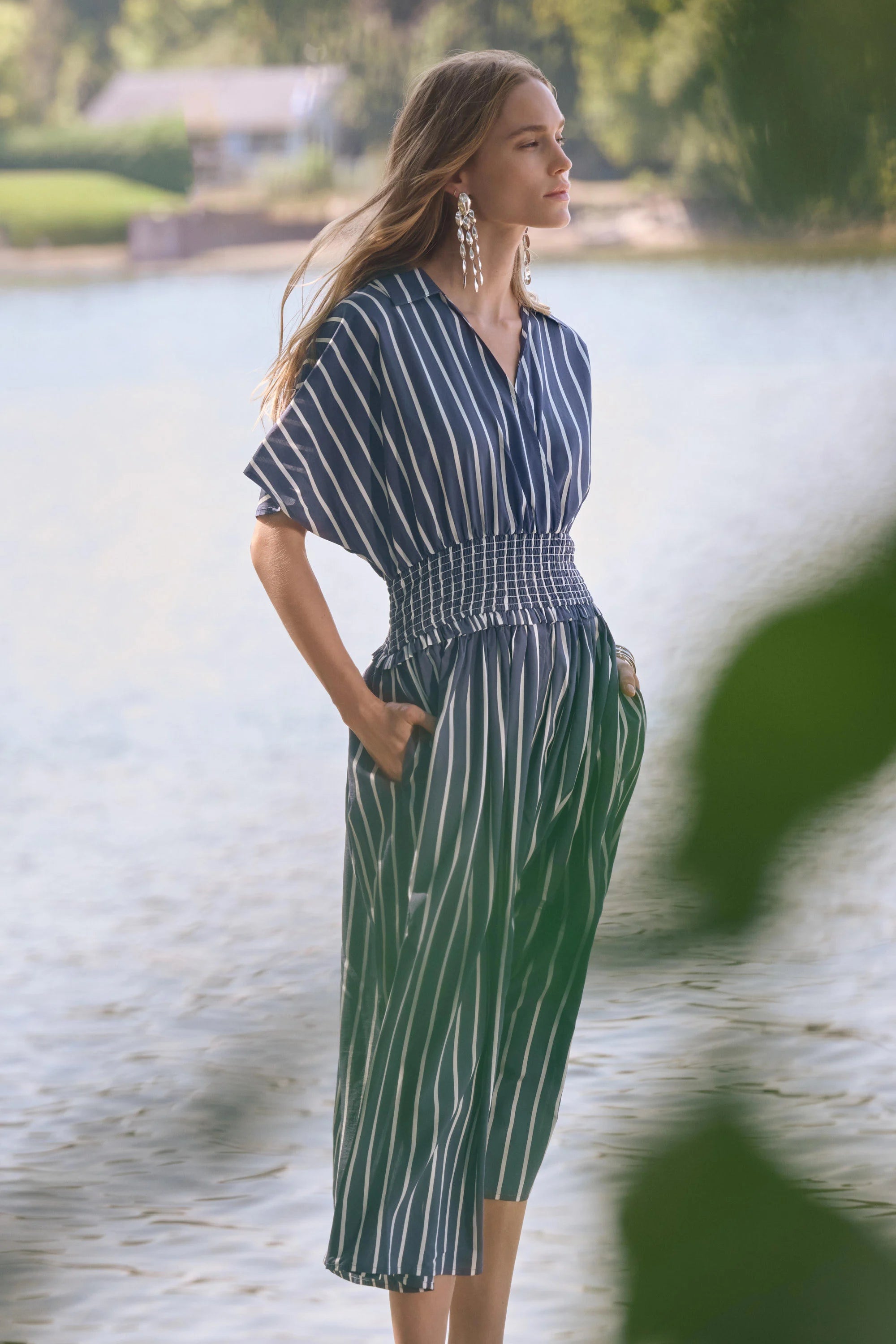 JOSEPH RIBKOFF BLUE STRIPE DRESS 262912-353 126