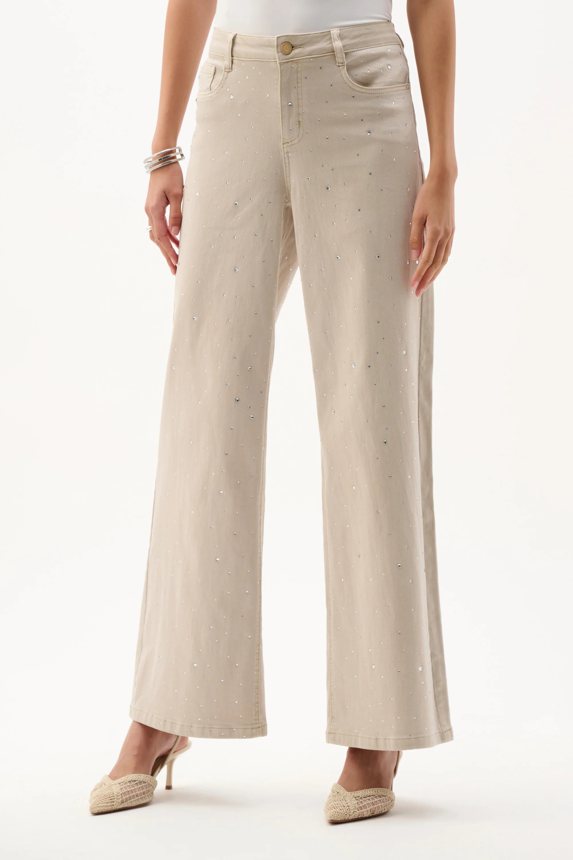 JOSEPH RIBKOFF BEIGE SPARKLE DENIM JEANS 262940-3854 126