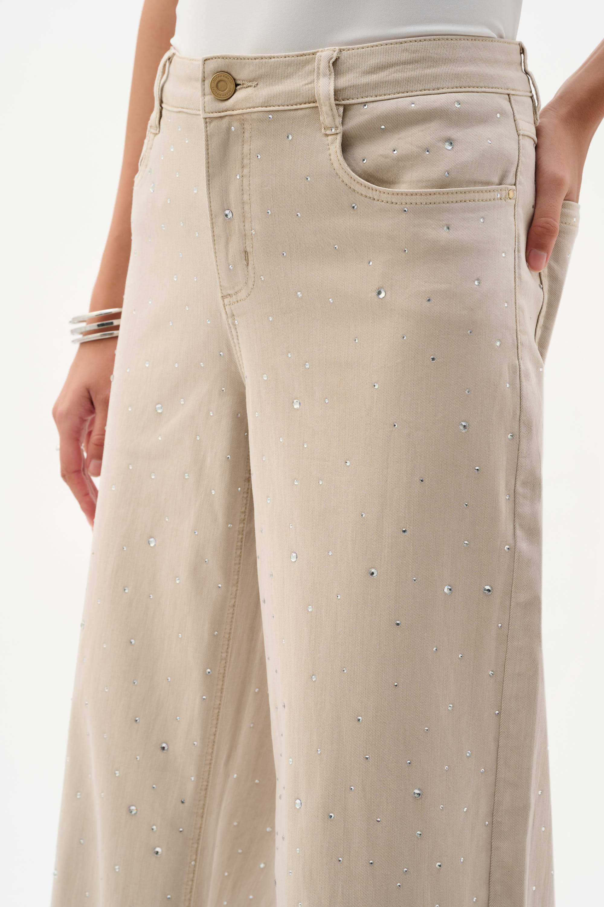 JOSEPH RIBKOFF BEIGE SPARKLE DENIM JEANS 262940-3854 126