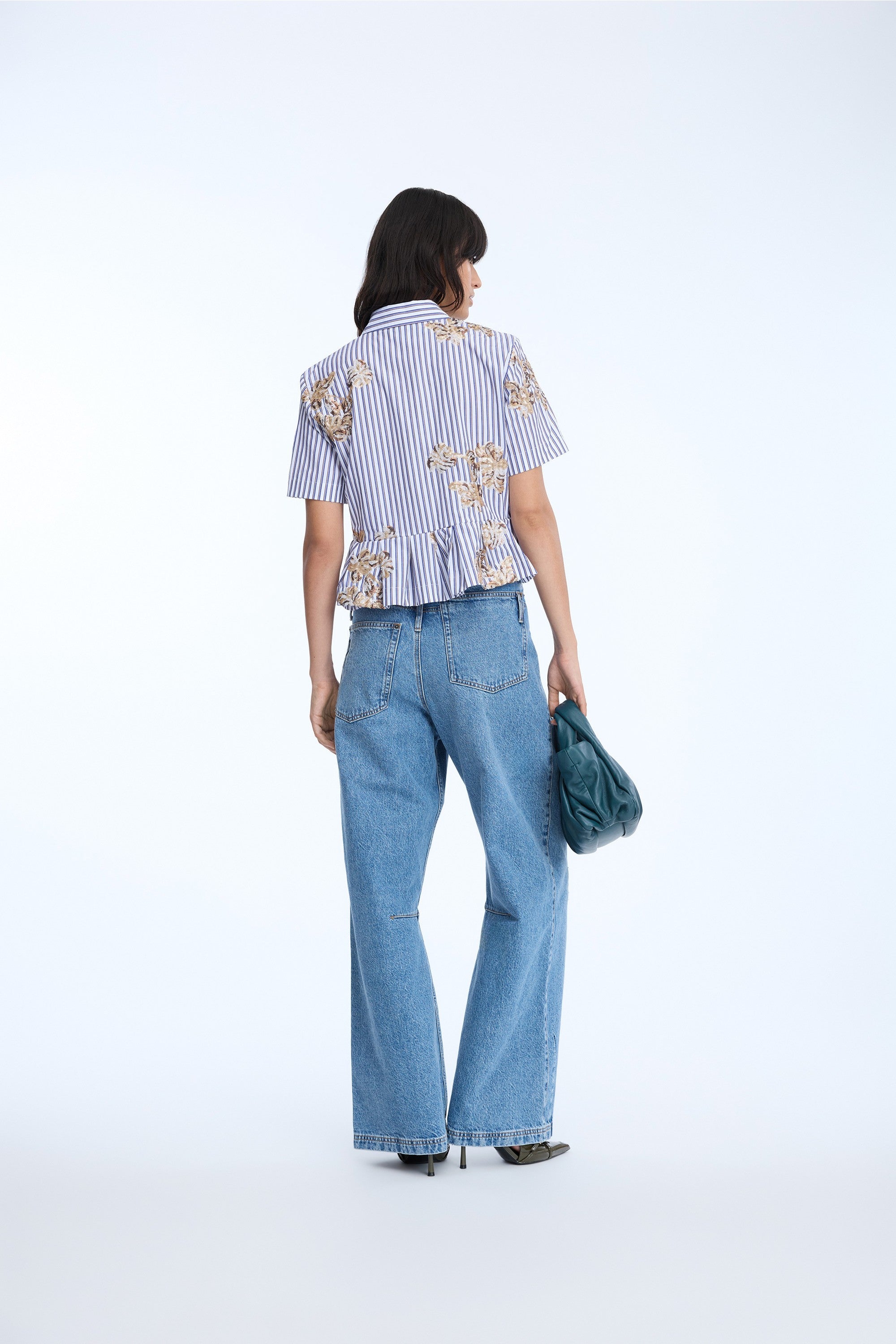 MUNTHE NAVY STRIPE SEQUIN BLOUSE NURIANA 226