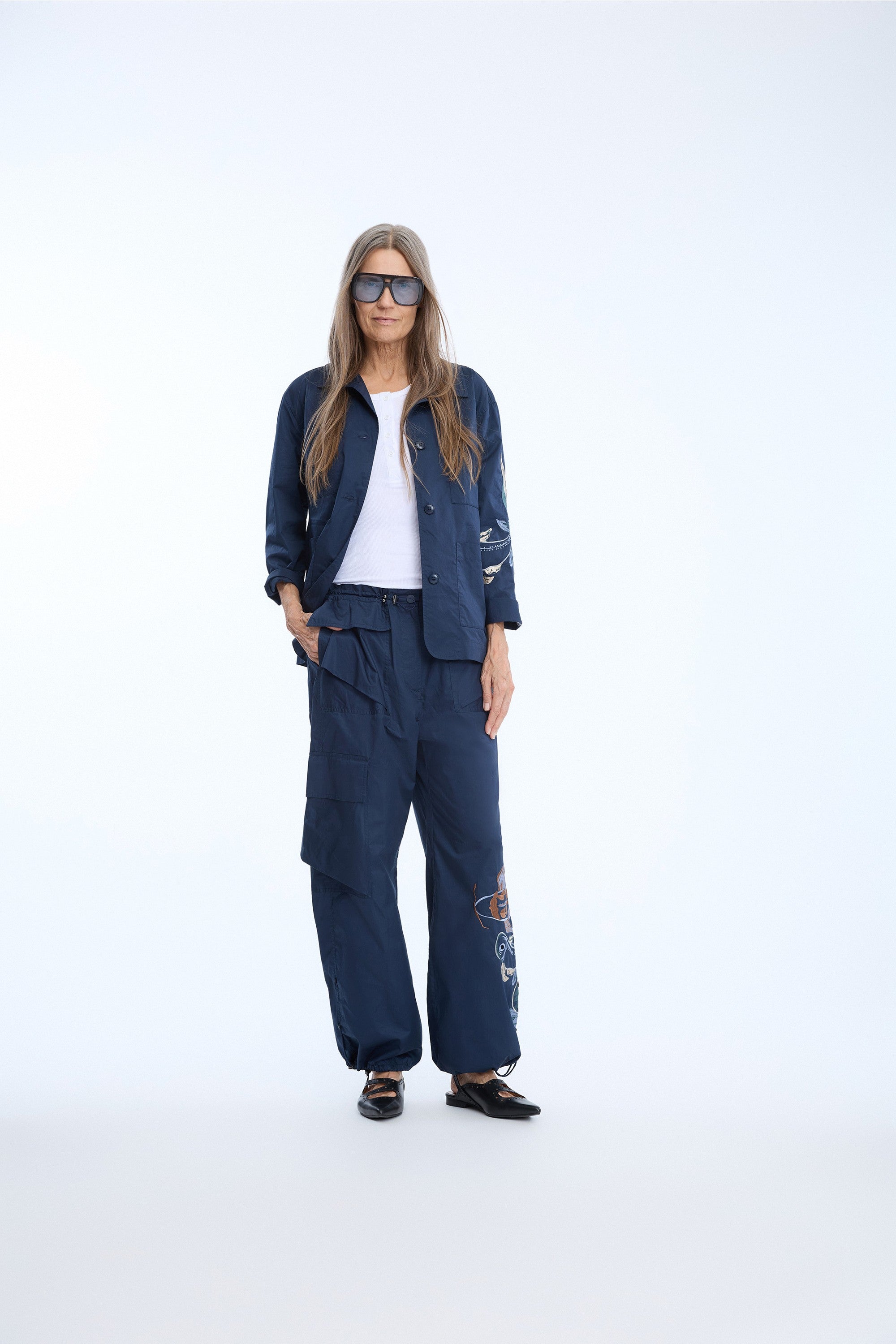 MUNTHE NAVY EMBROIDERED TROUSERS UNFORM 226