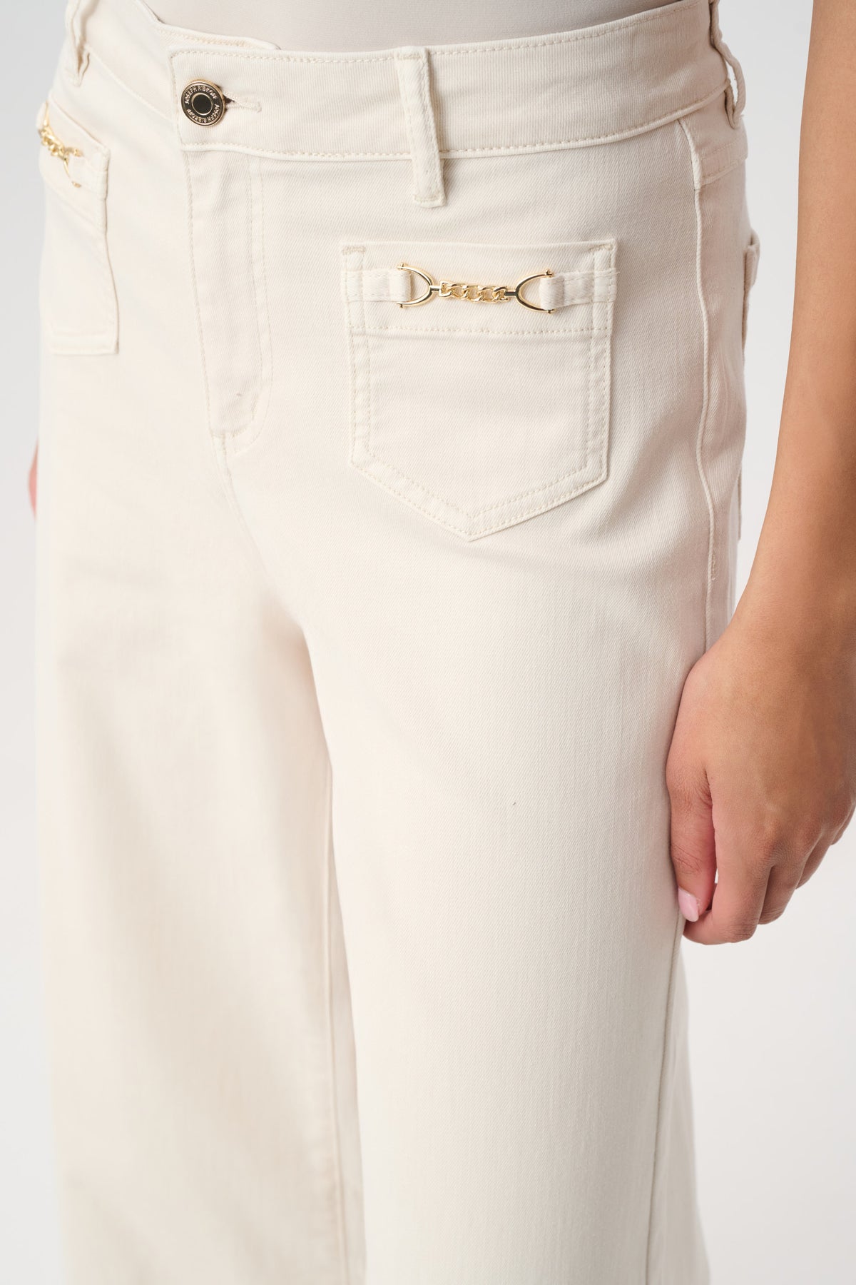 JOSEPH RIBKOFF CREAM DENIM PALAZZO JEAN 264912 4457 226