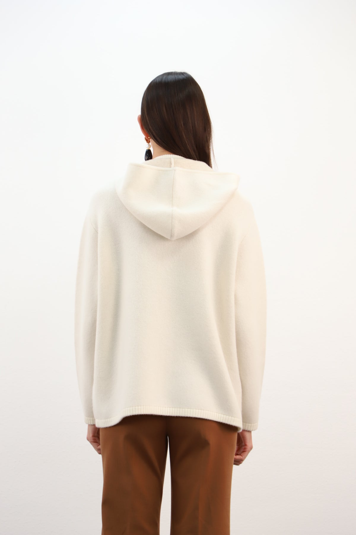 ESTHEME CREAM ZIP UP HOODIE KNIT 26BBSH18C 226