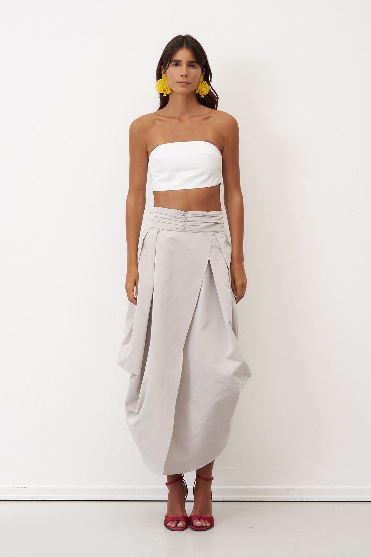 BIZE GREY TAFFATA SKIRT BL7061 126