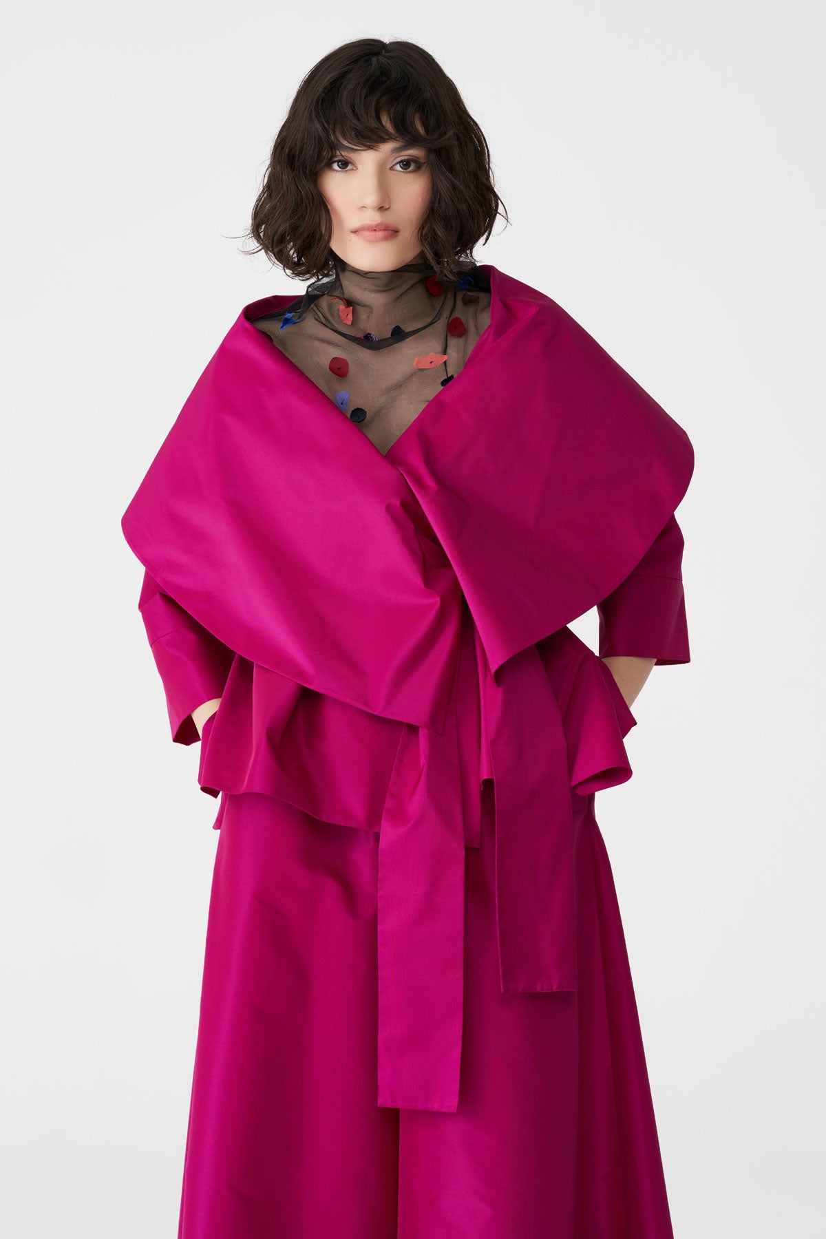 BIZE PINK TAFFETA WRAP JACKET BC5125 226