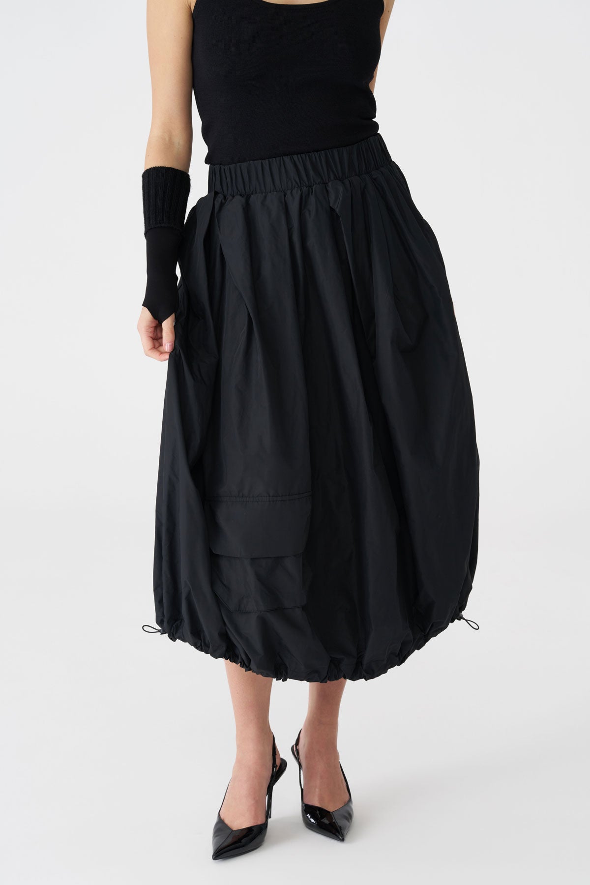 BIZE BLACK TAFFETA SKIRT BZ3192 226