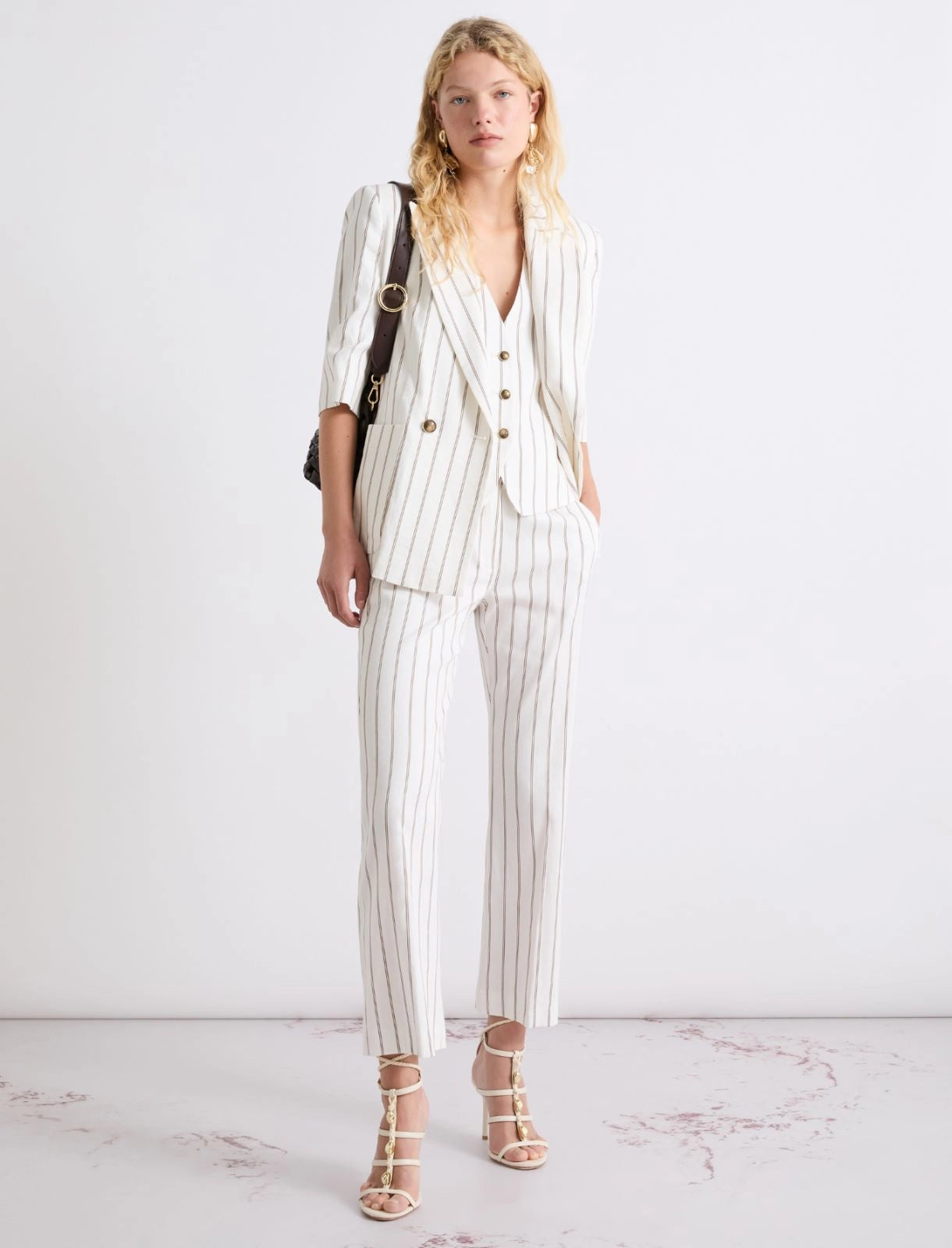 MARELLA WHITE STRIPE SHORT SLEEVE JACKET MLGONDOLA 126
