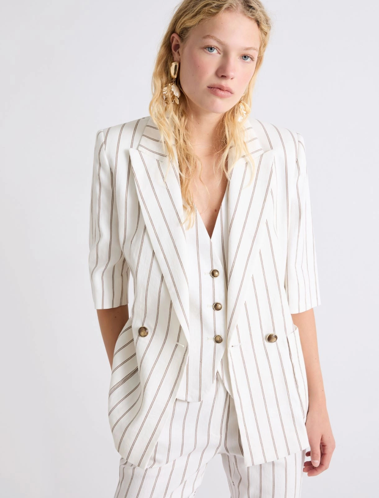 MARELLA WHITE STRIPE SHORT SLEEVE JACKET MLGONDOLA 126