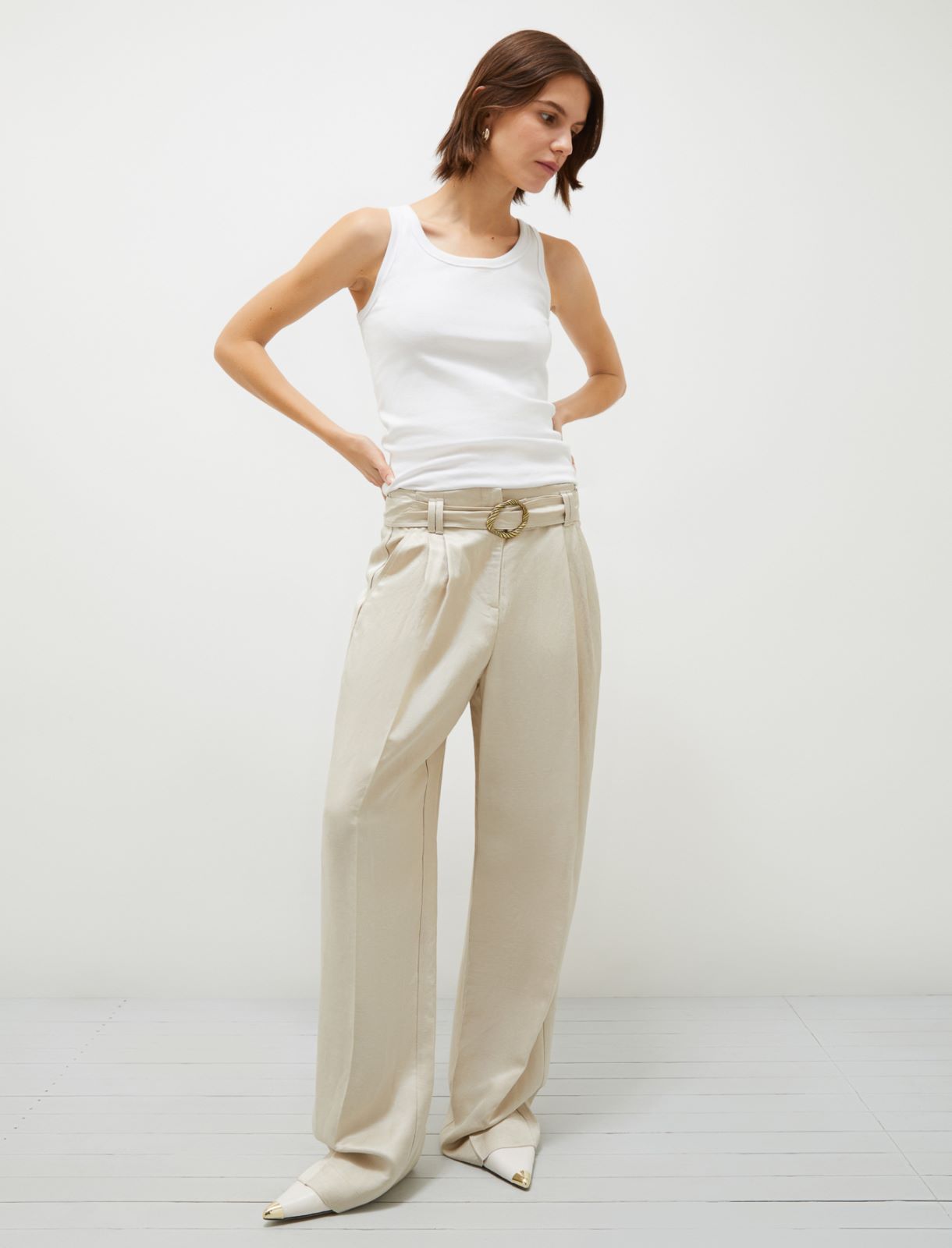 MARELLA FATTO BEIGE LONG TROUSER 125