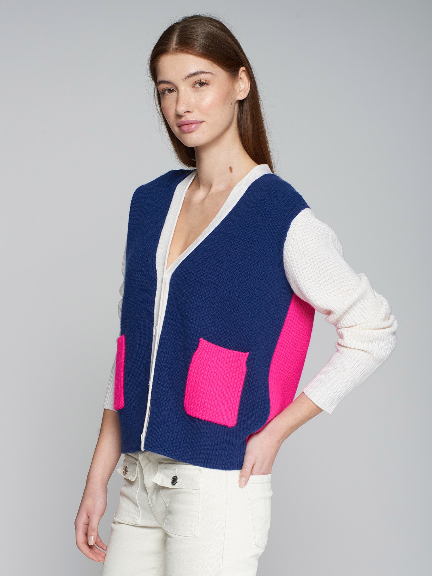 VILAGALLO PINK RIB CARDIGAN 31663 224