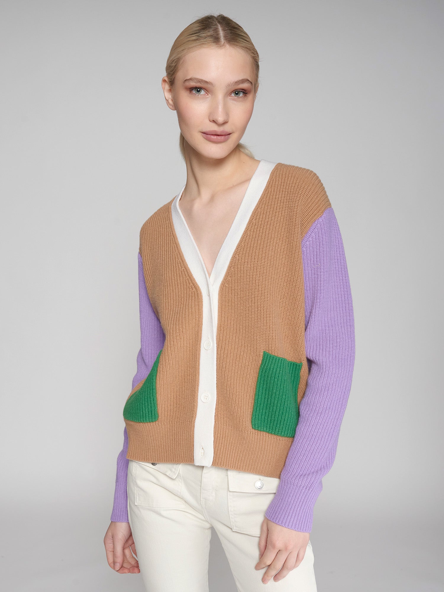 VILAGALLO LILAC RIB CARDIGAN 31665 224