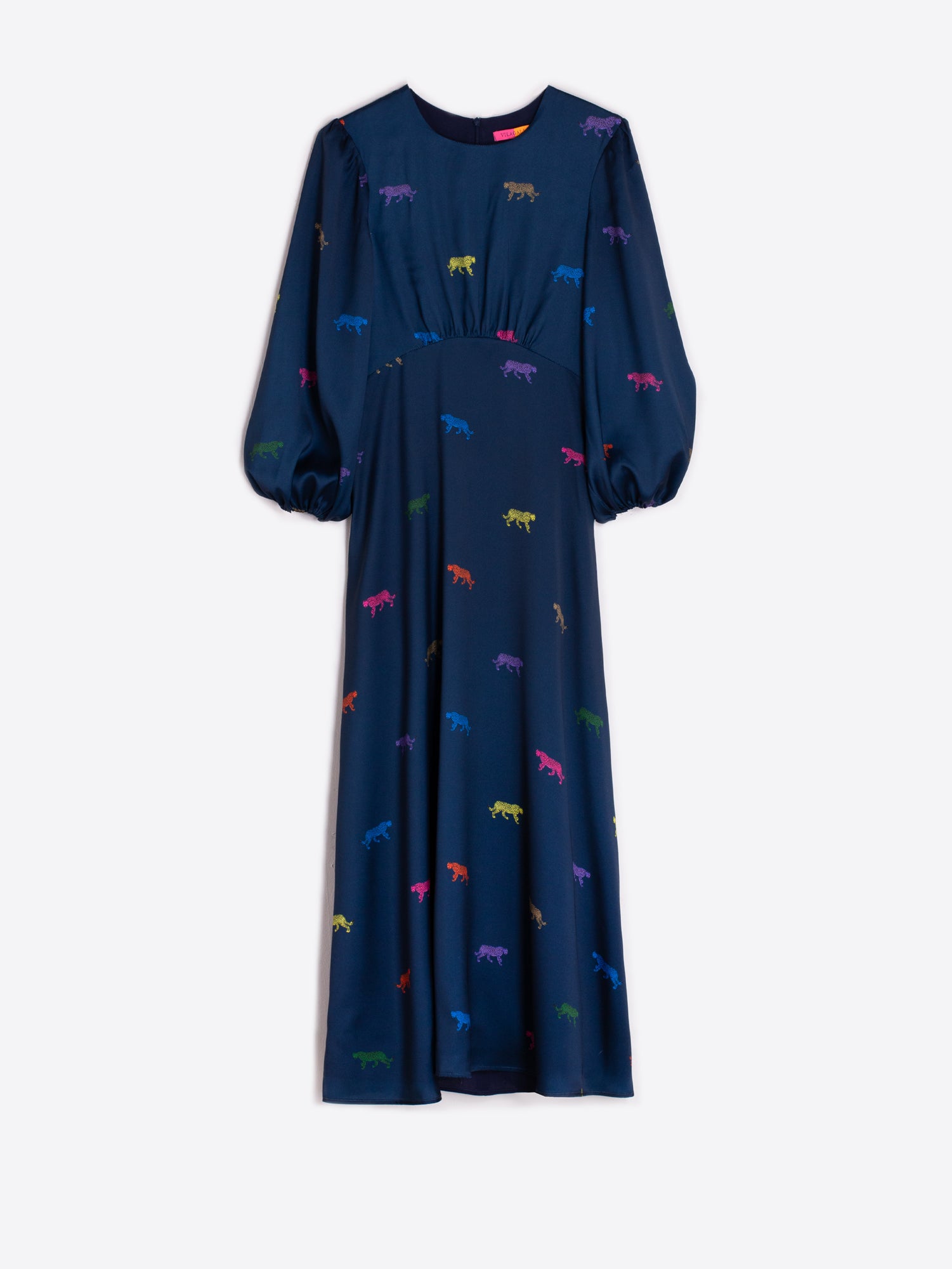 VILAGALLO NAVY PRINT LONG DRESS 31706 224