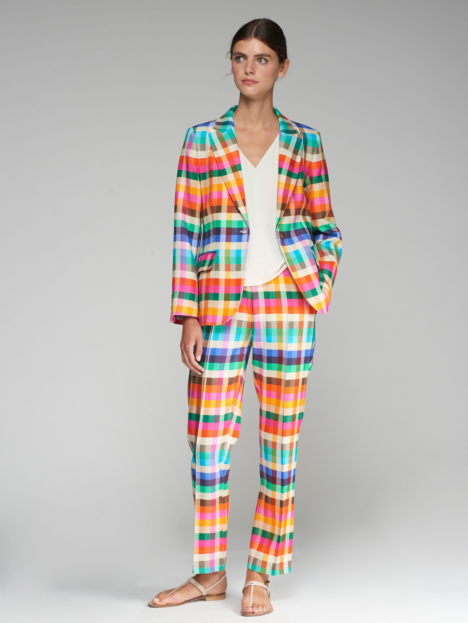 VILAGALLO HEATHER MULTICOLOURED NEON CHECK BLAZER 32158 125