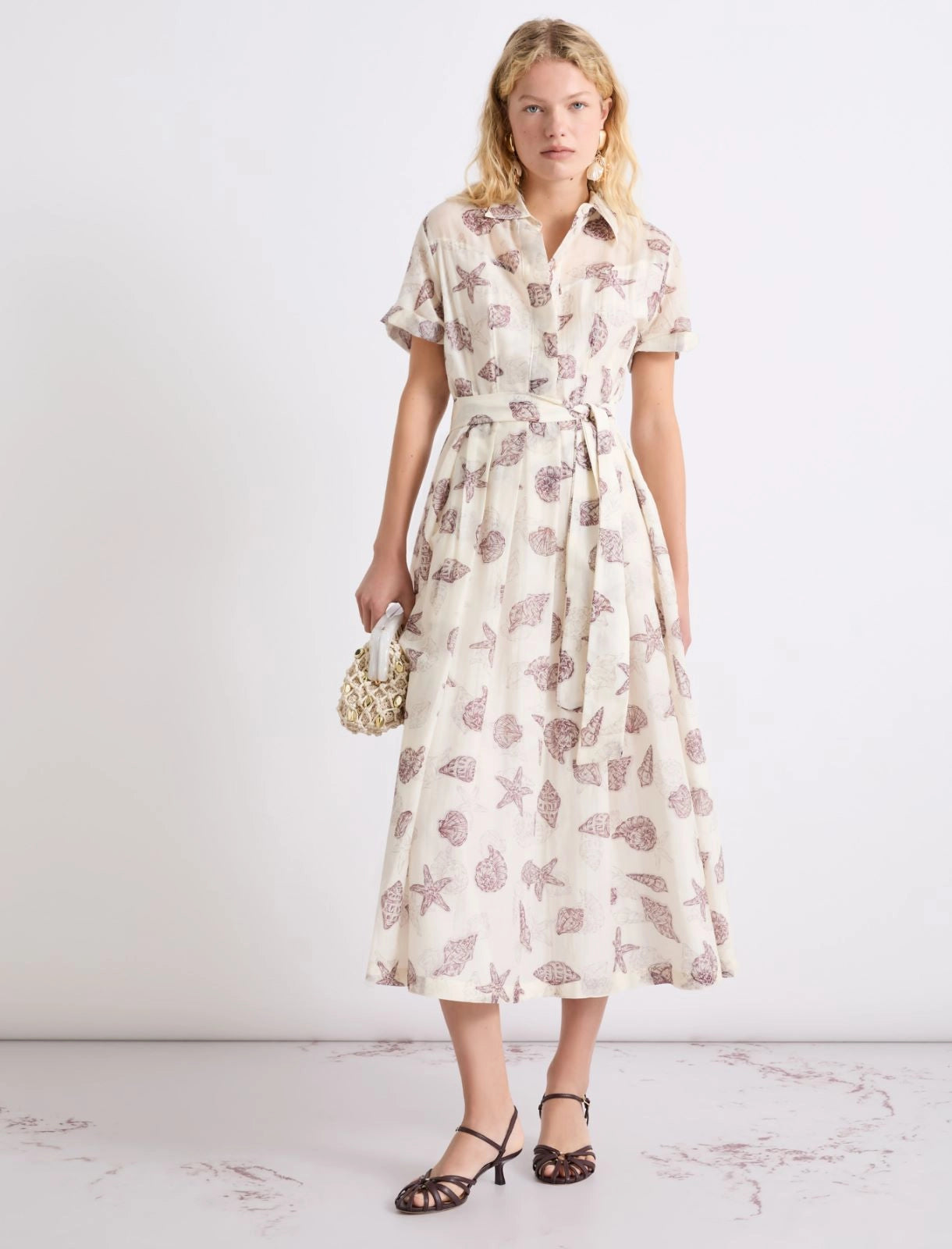 MARELLA CREAM PRINT SHORT SLEEVE DRESS MLLGALLI 126