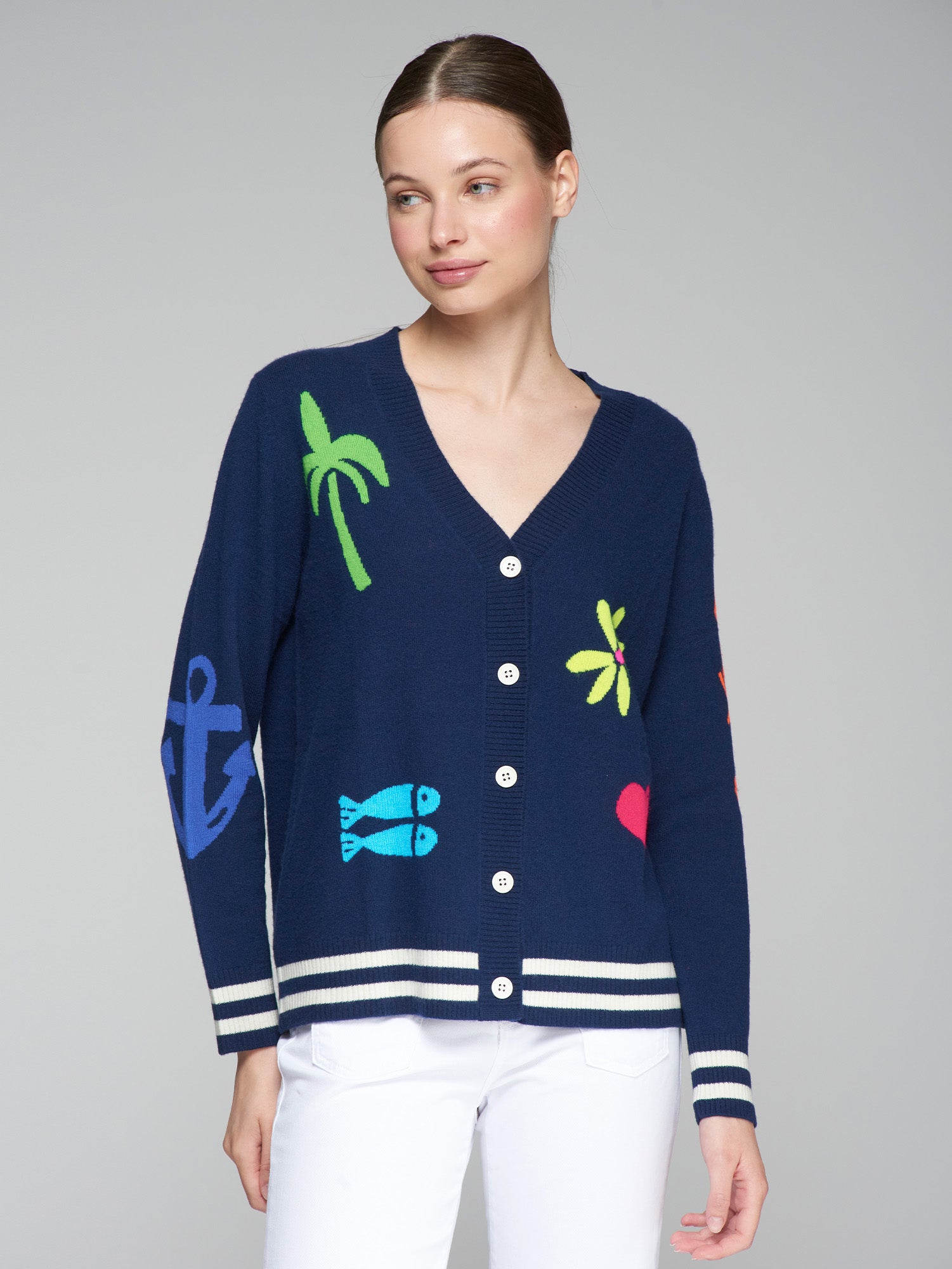 VILAGALLO PLAYA NAVY LOBSTER CARDIGAN 32360 125