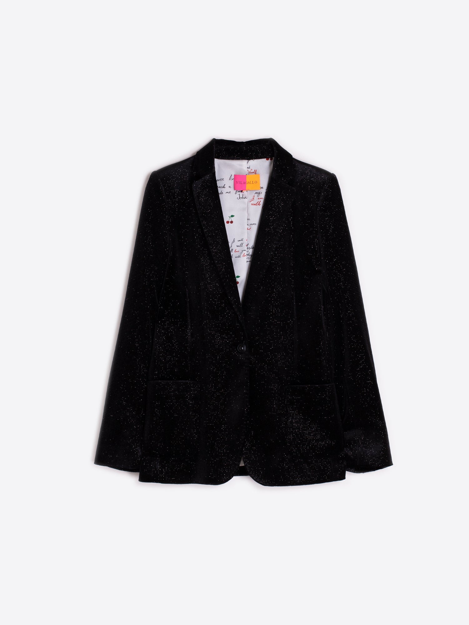 VILAGALLO BLACK VELVET SEQUIN JACKET 32633 225