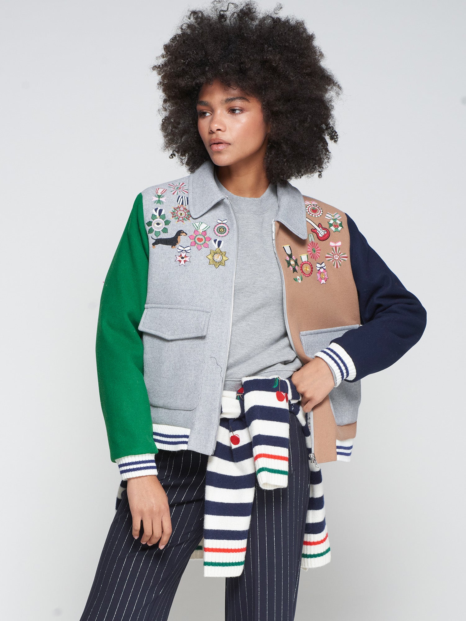 VILAGALLO GREY BOMBER JACKET 32717 225