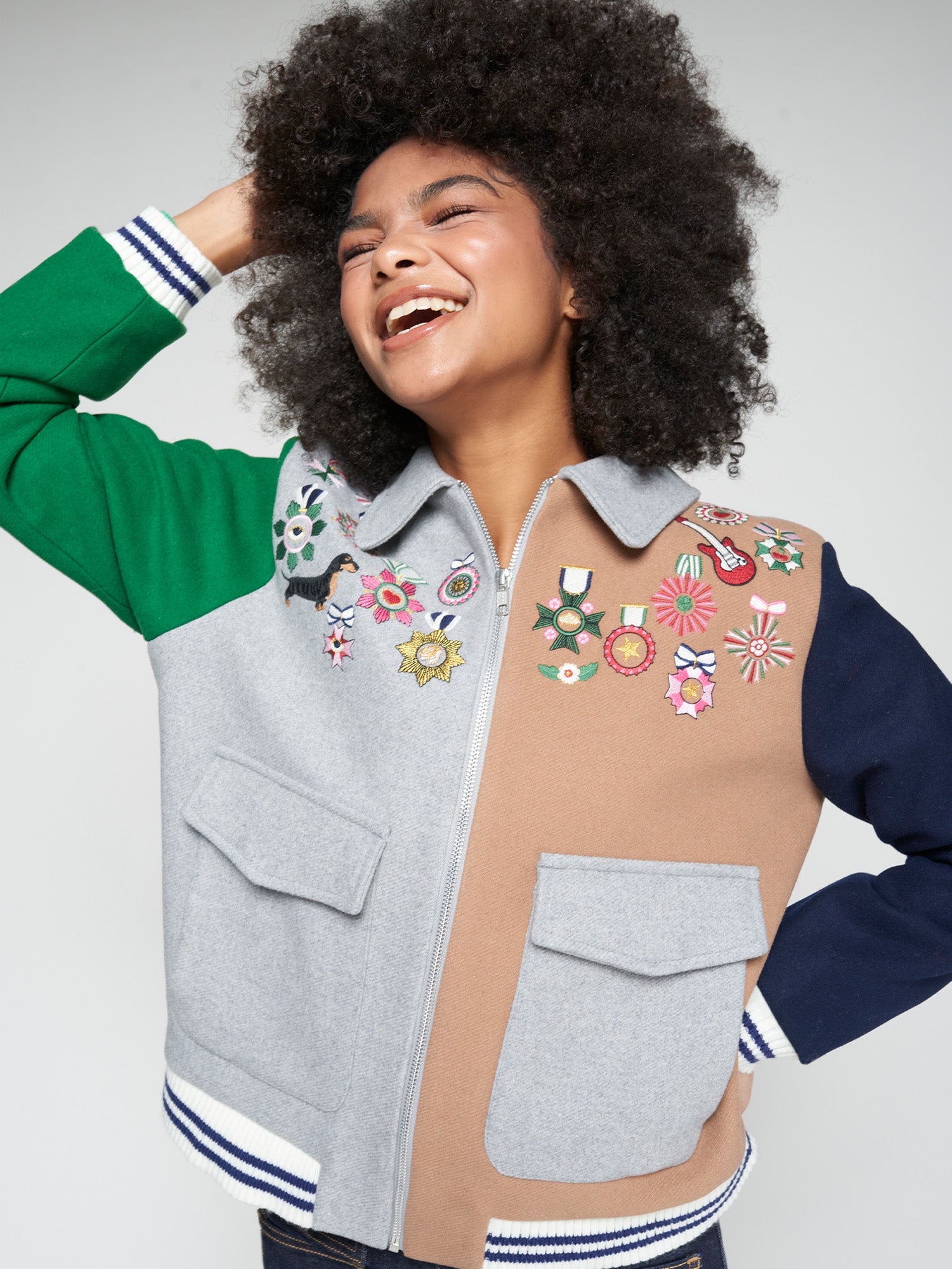VILAGALLO GREY BOMBER JACKET 32717 225