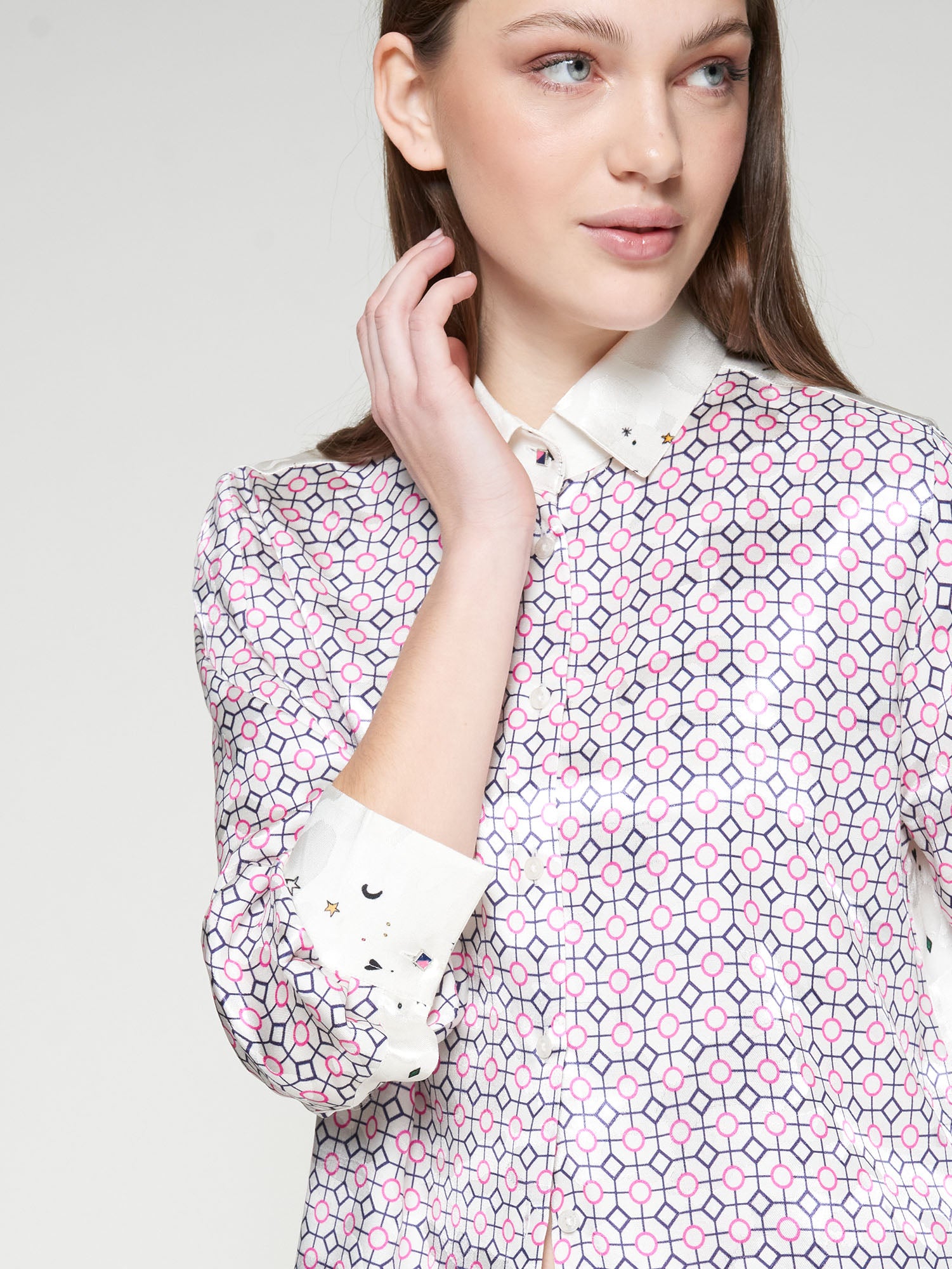 VILAGALLO PINK CHECK BLOUSE 32974 225