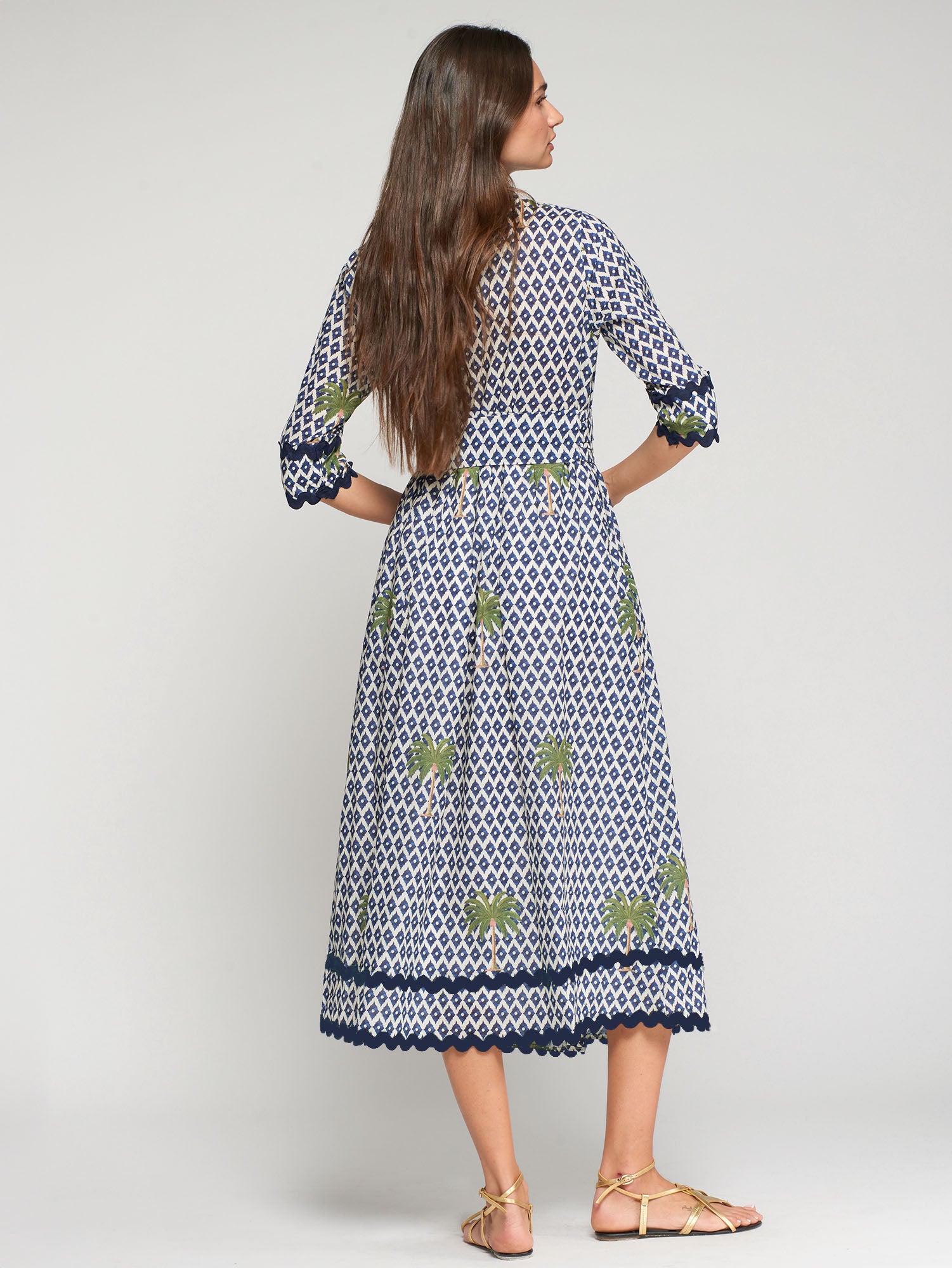 VILAGALLO NAVY PRINTED SHIRT DRESS 33219 126