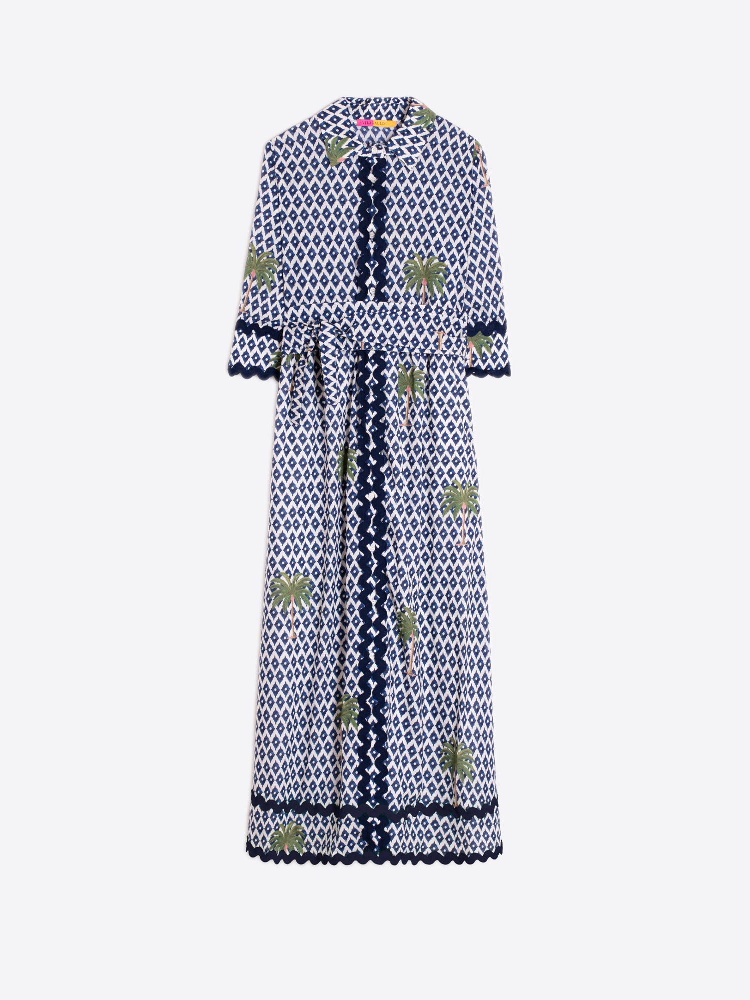 VILAGALLO NAVY PRINTED SHIRT DRESS 33219 126