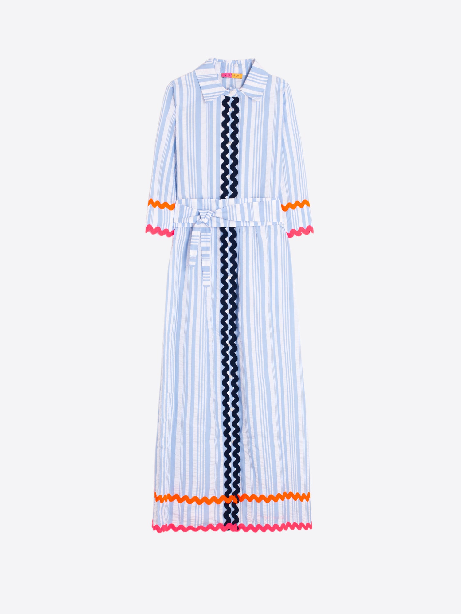 VILAGALLO BLUE SEERSUCKER DRESS 33321 126