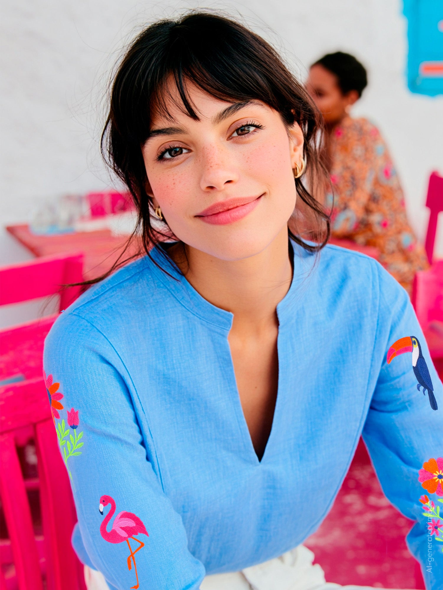 VILAGALLO BLUE TUCAN BLOUSE 33385 126