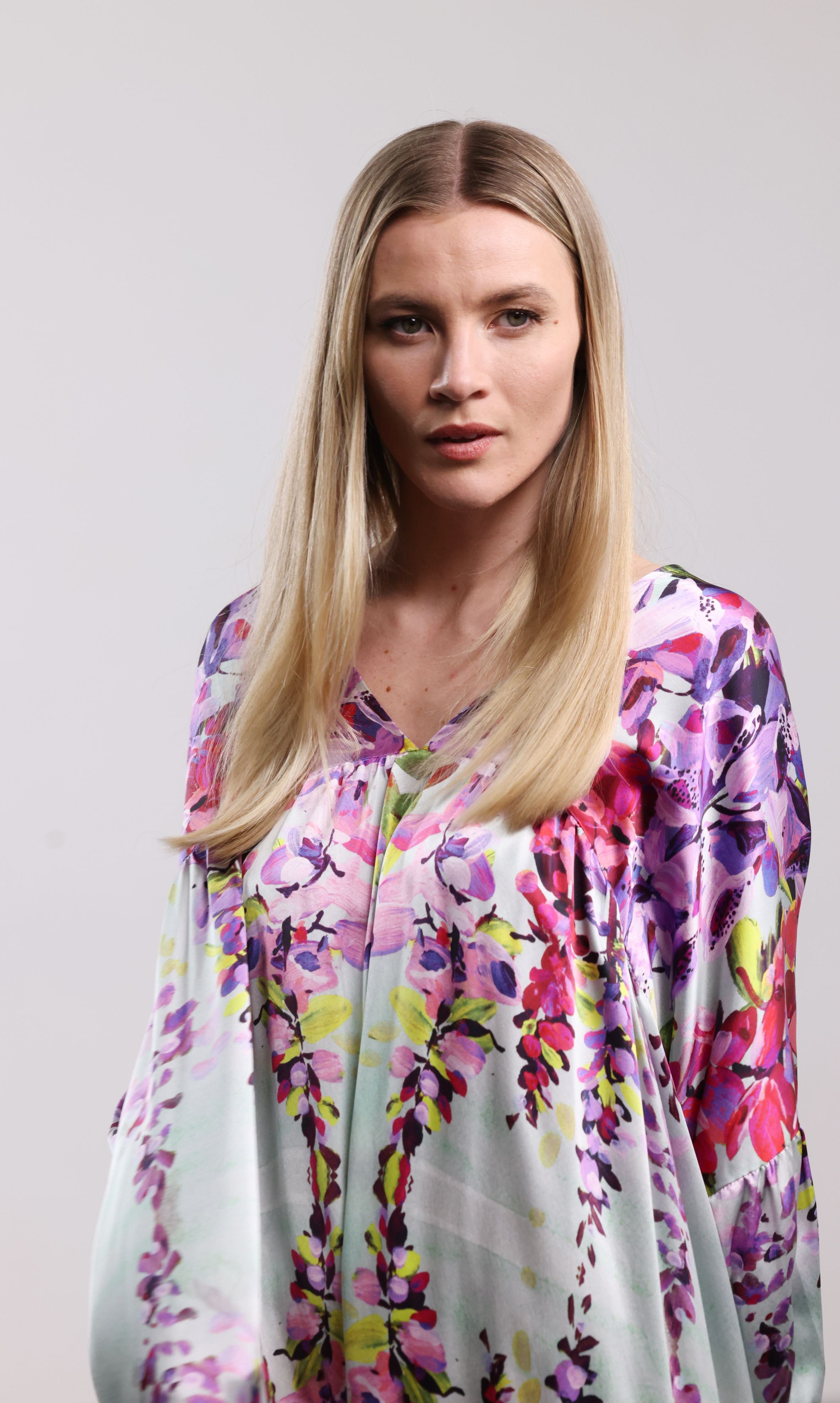 CAROLINE DUFFY DESIGNS FREYA SILK DRESS FOXGLOVE 225