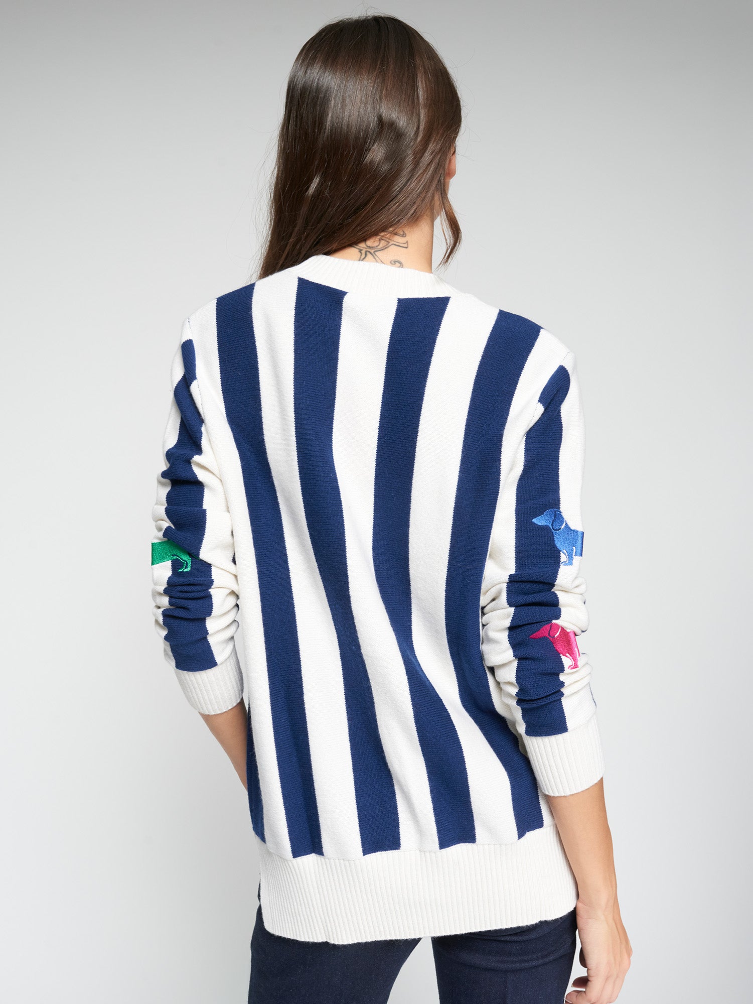VILAGALLO NAVY STRIPE KNIT CARDI 33503 126