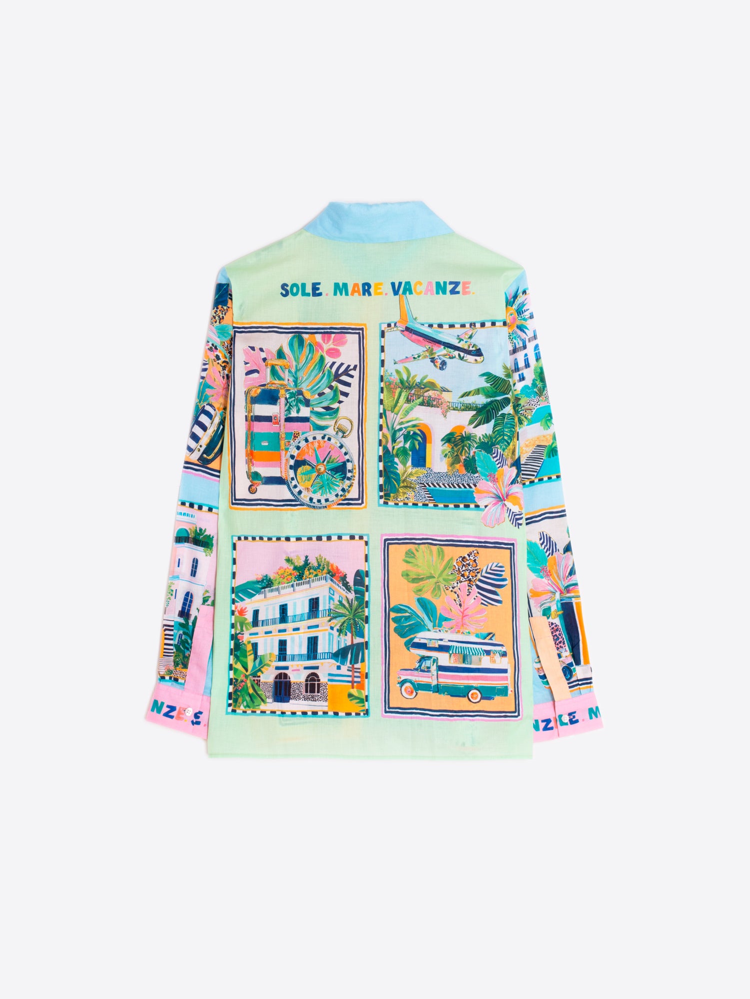VILAGALLO TURQOISE PRINT BLOUSE 33646 126