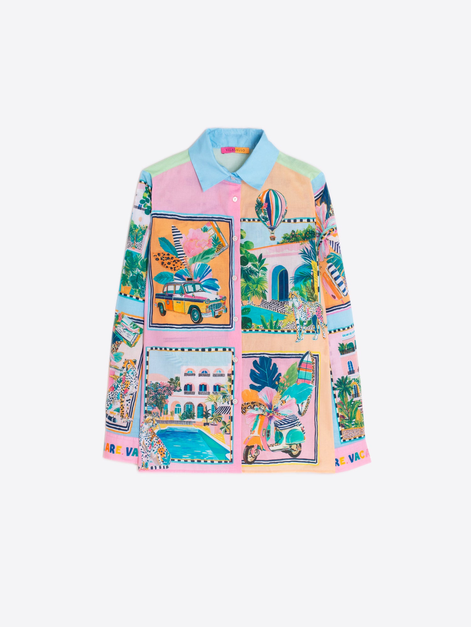 VILAGALLO TURQOISE PRINT BLOUSE 33646 126