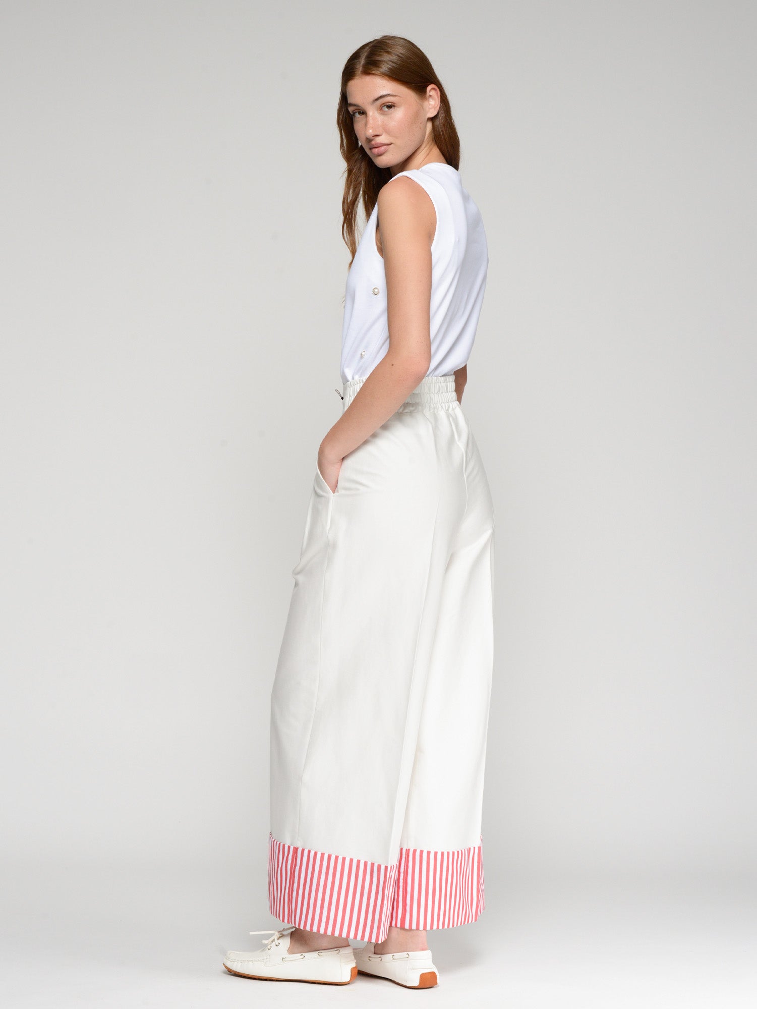 VILAGALLO WHITE STRIPED TROUSERS 33659 126