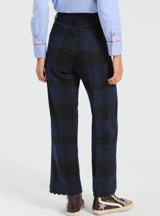 VILAGALLO NAVY CHECK TROUSERS 33849 226