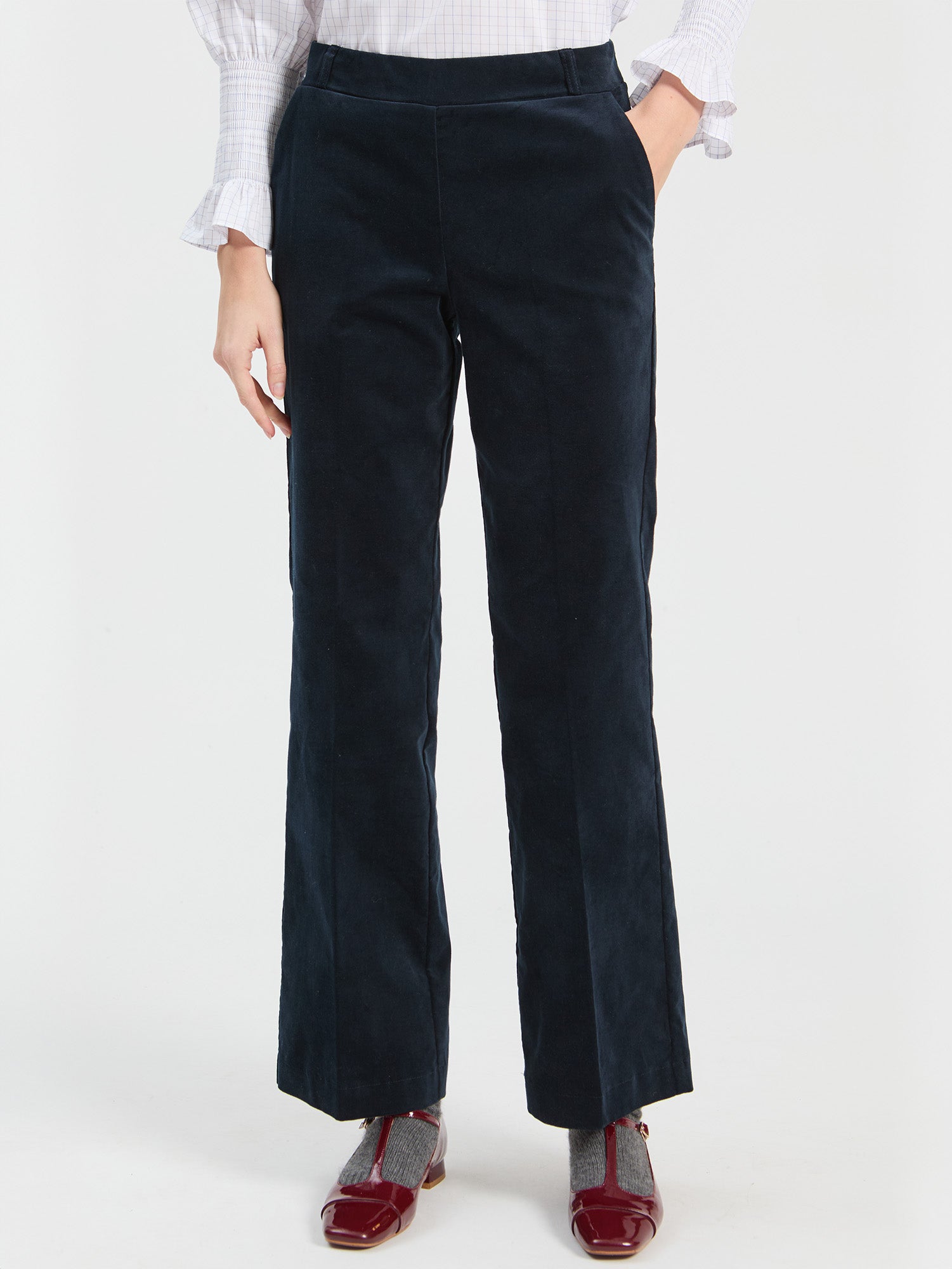 VILAGALLO NAVY VELVET TROUSERS 33864 226