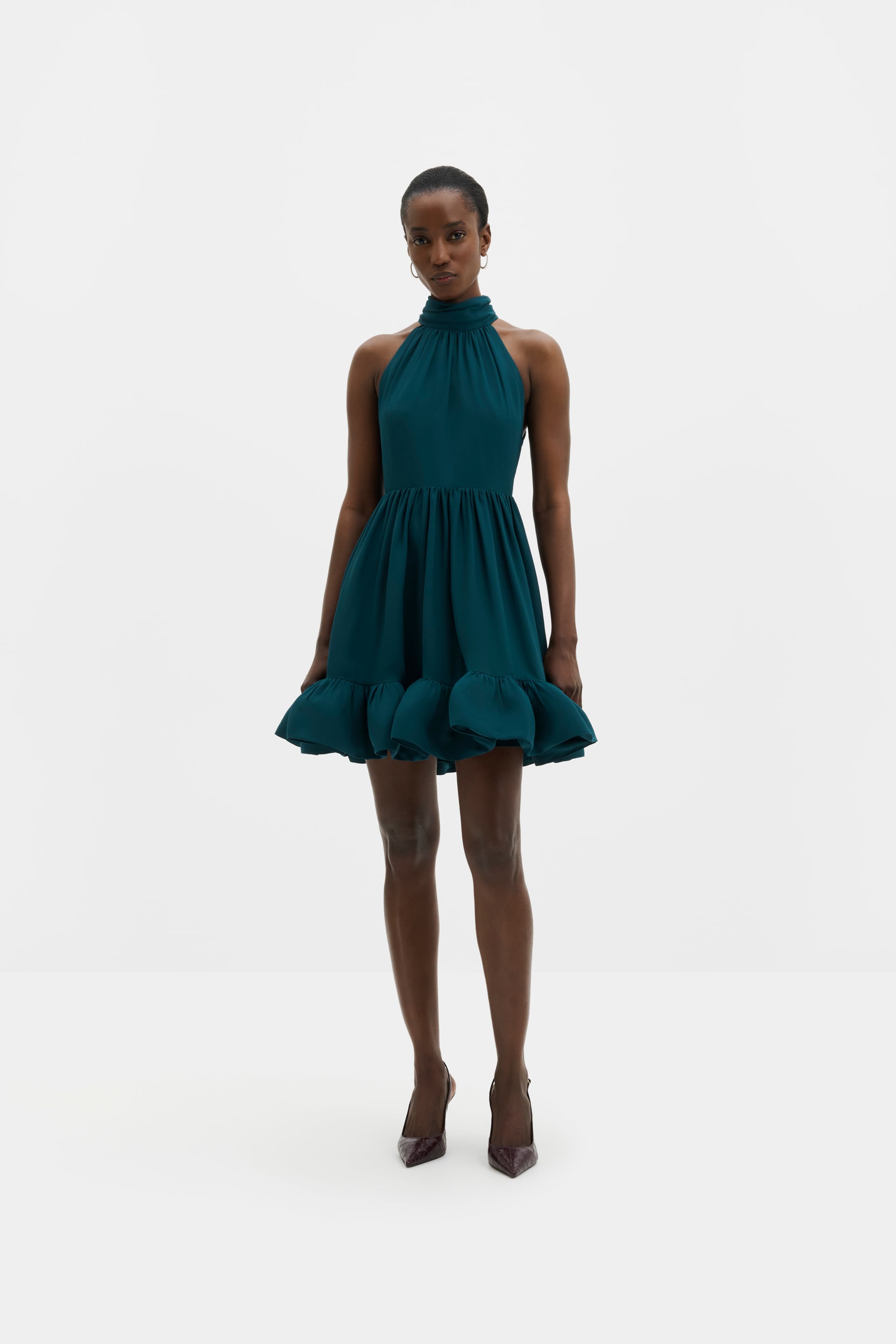 MALINA FERN TEAL HALTERNECK MINI DRESS 226
