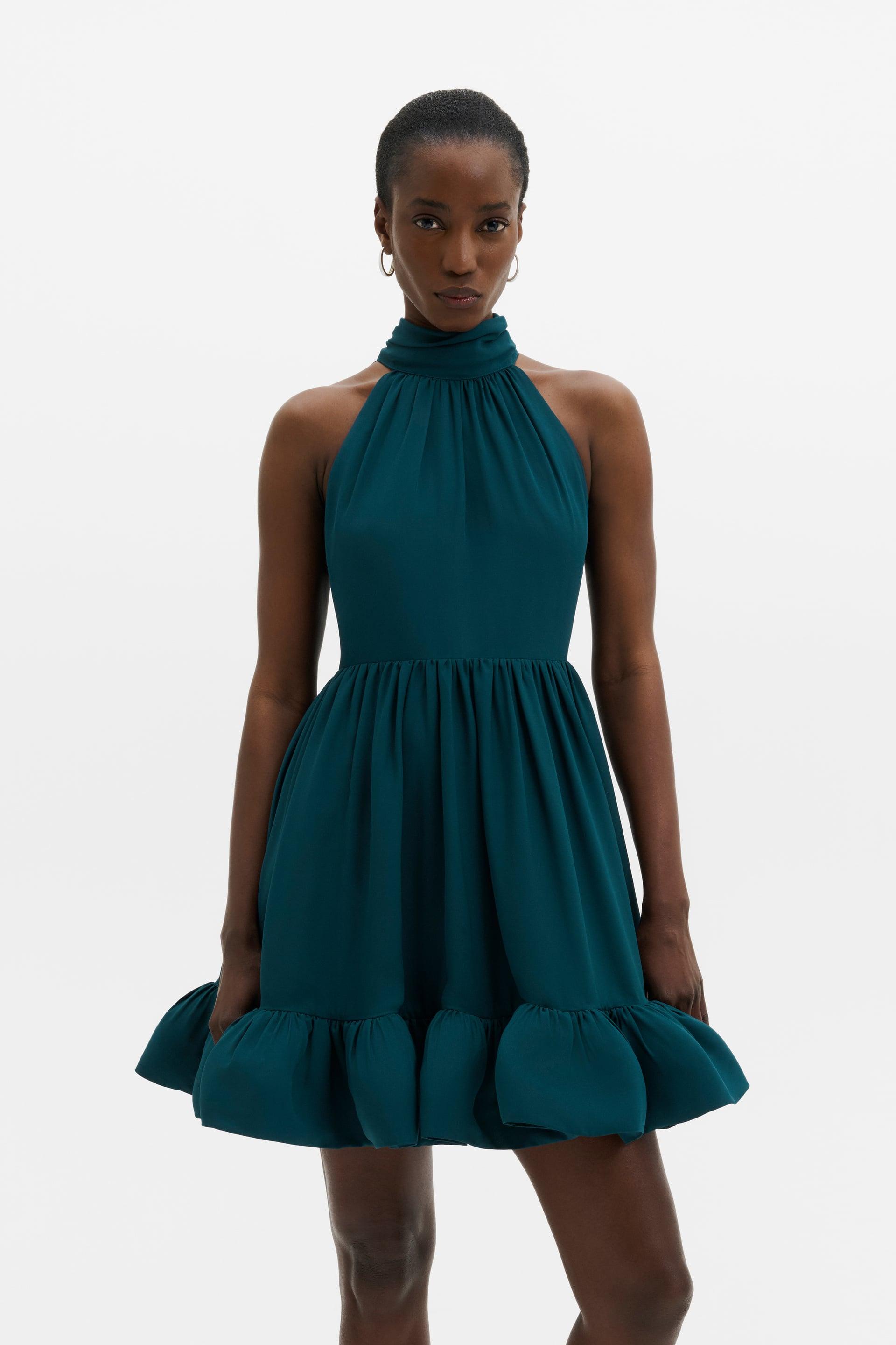MALINA FERN TEAL HALTERNECK MINI DRESS 226