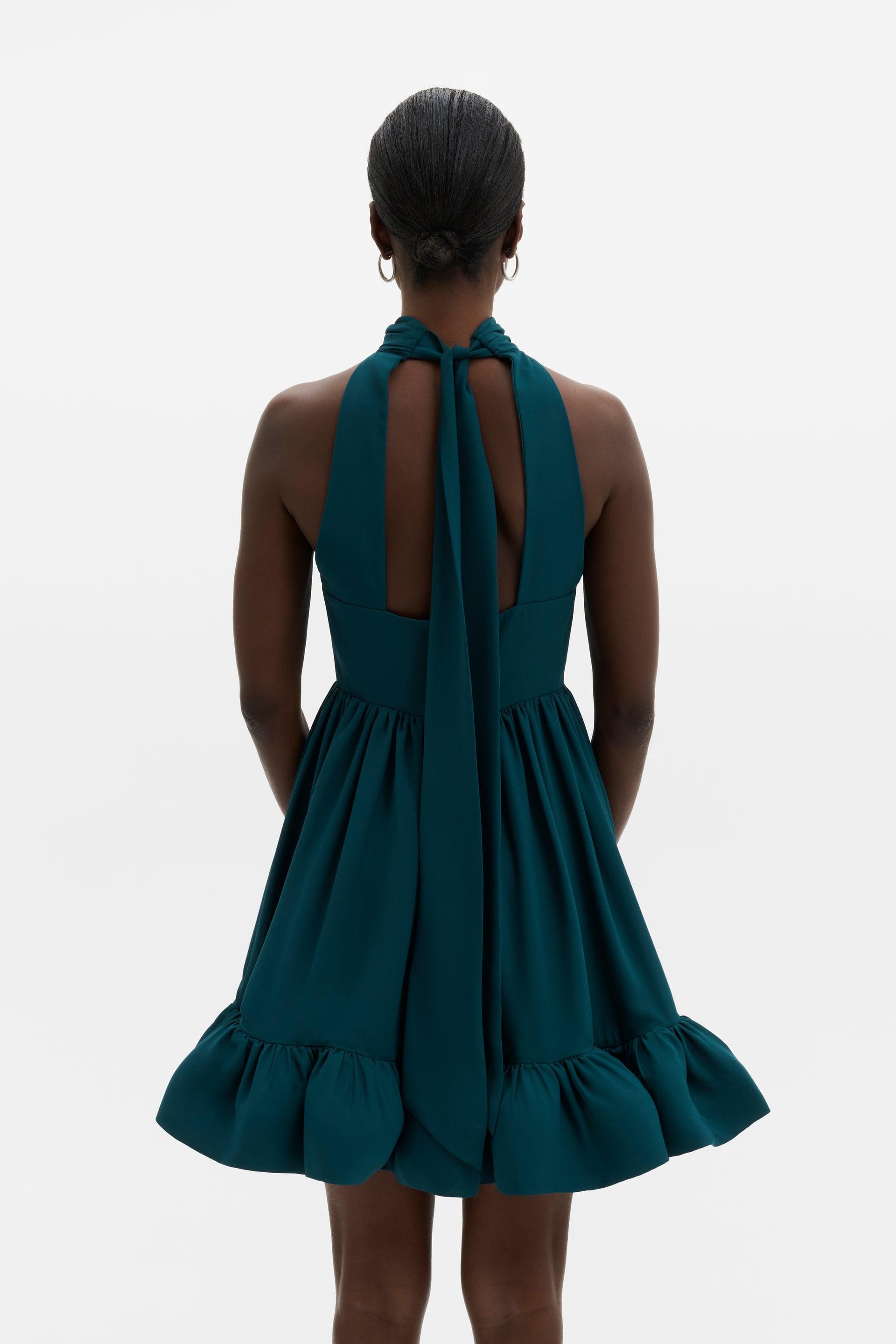 MALINA FERN TEAL HALTERNECK MINI DRESS 226