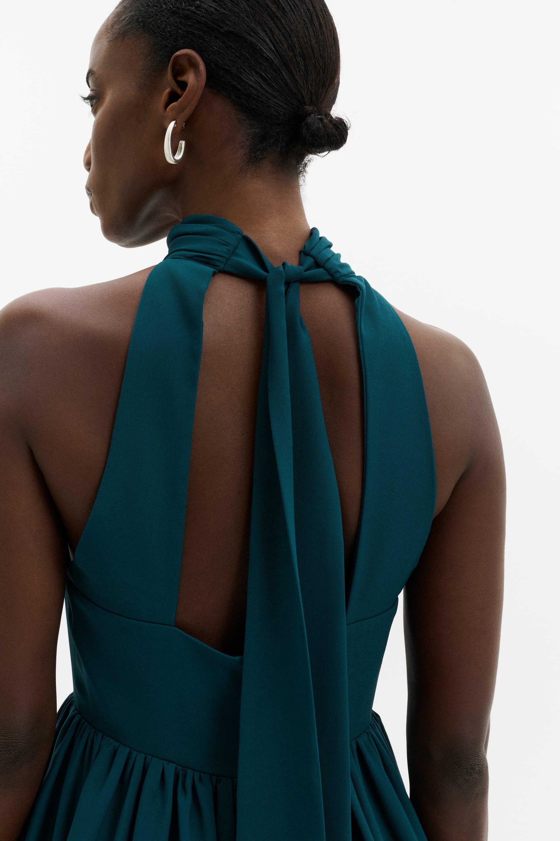MALINA FERN TEAL HALTERNECK MINI DRESS 226