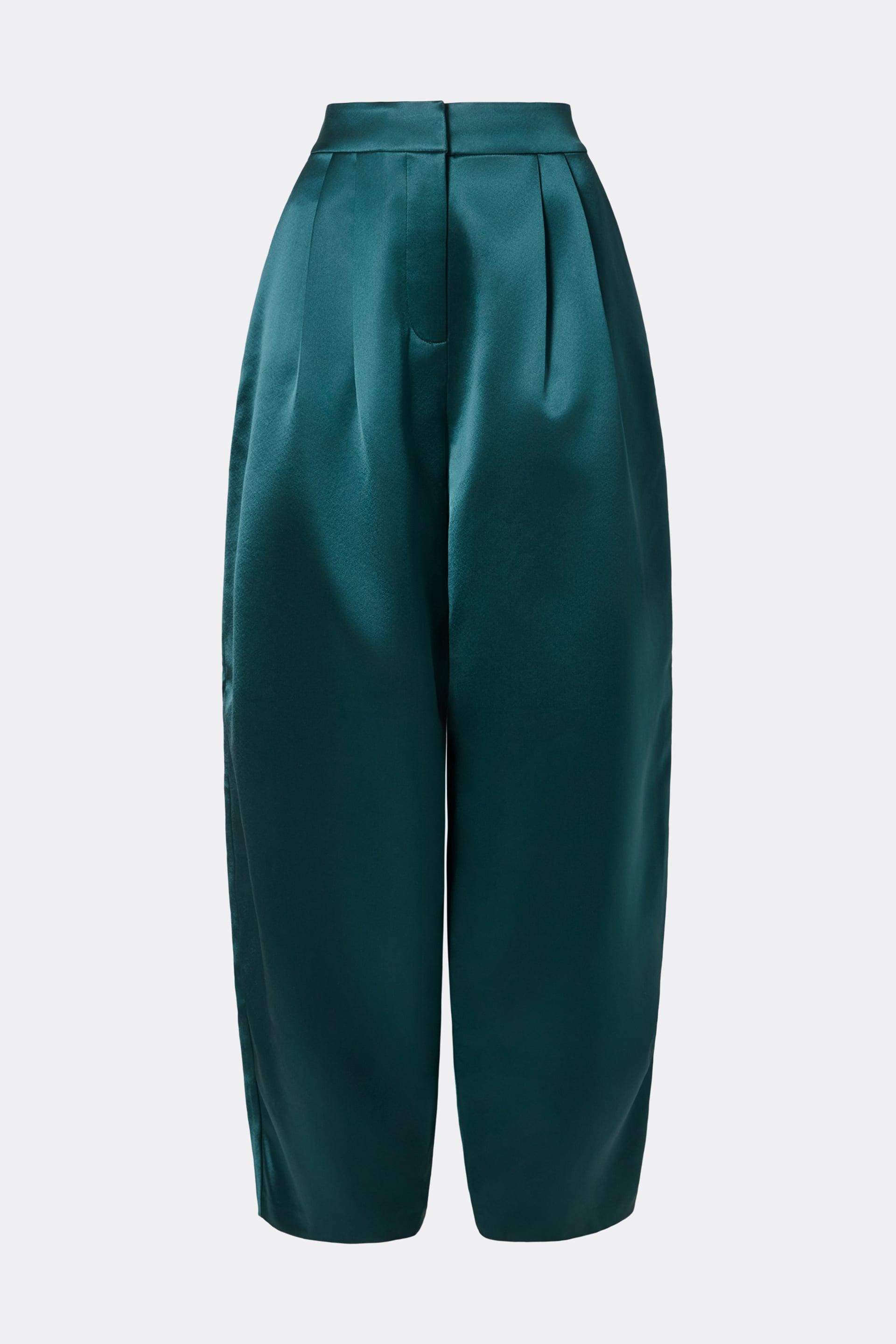 MALINA SMILLA TEAL SATIN BARREL LEG TROUSERS 226