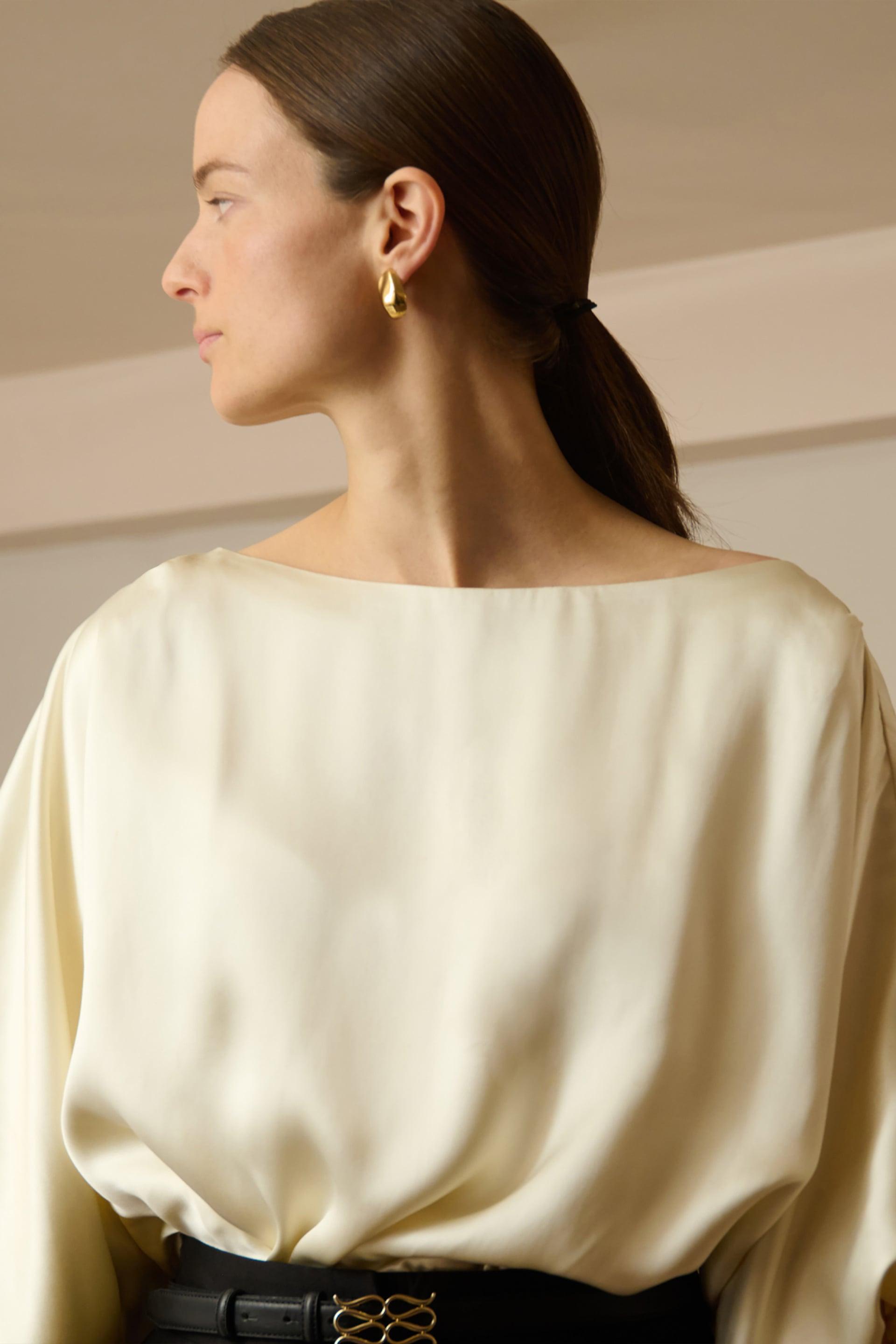 MALINA HAVANNA CREAM BOAT-NECK PUFF-SLEEVE BLOUSE 226
