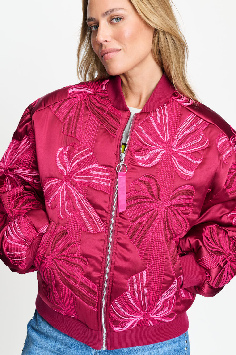 POM WINE PRINTED SATIN BOMBER JACKET 9745 226