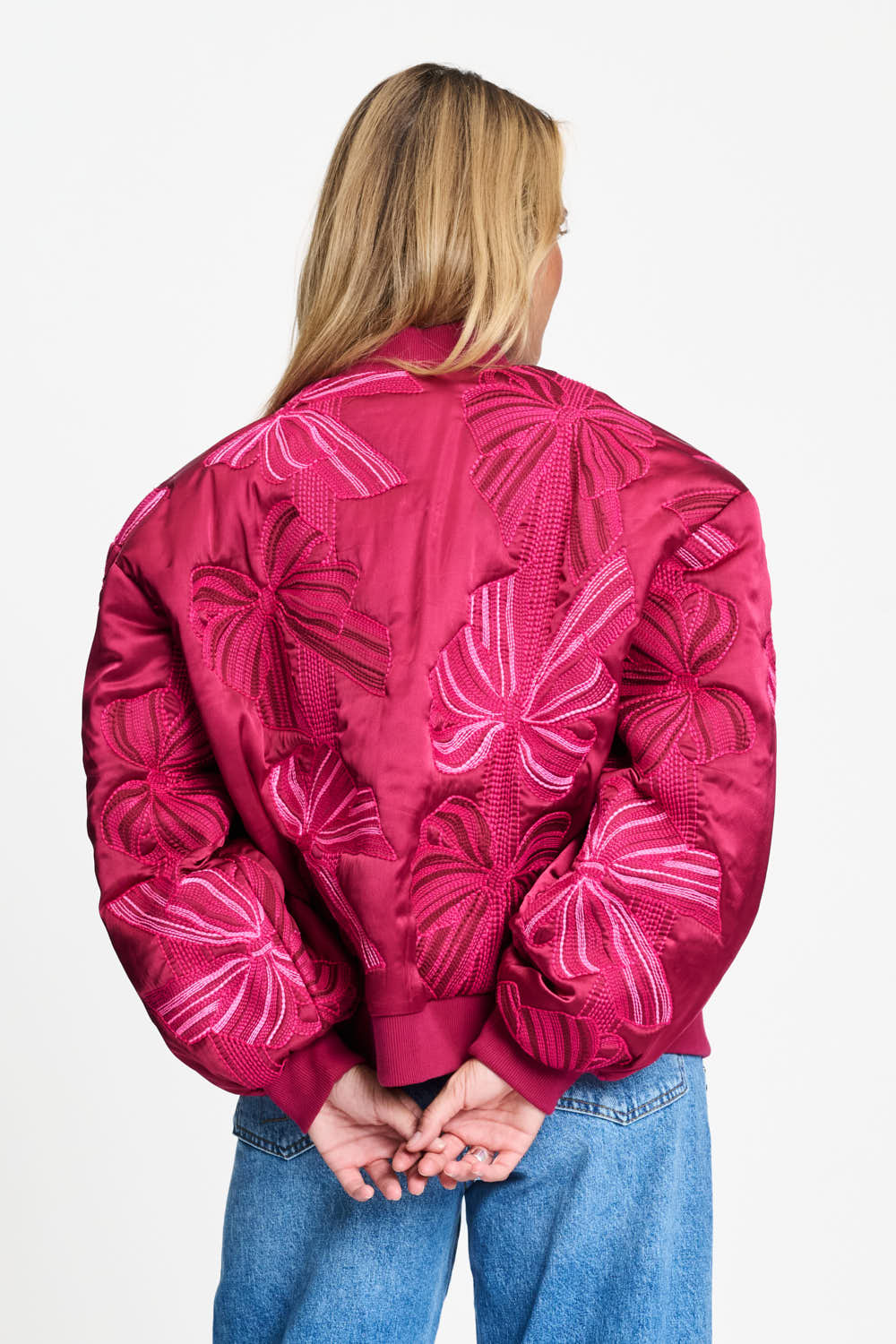 POM WINE PRINTED SATIN BOMBER JACKET 9745 226